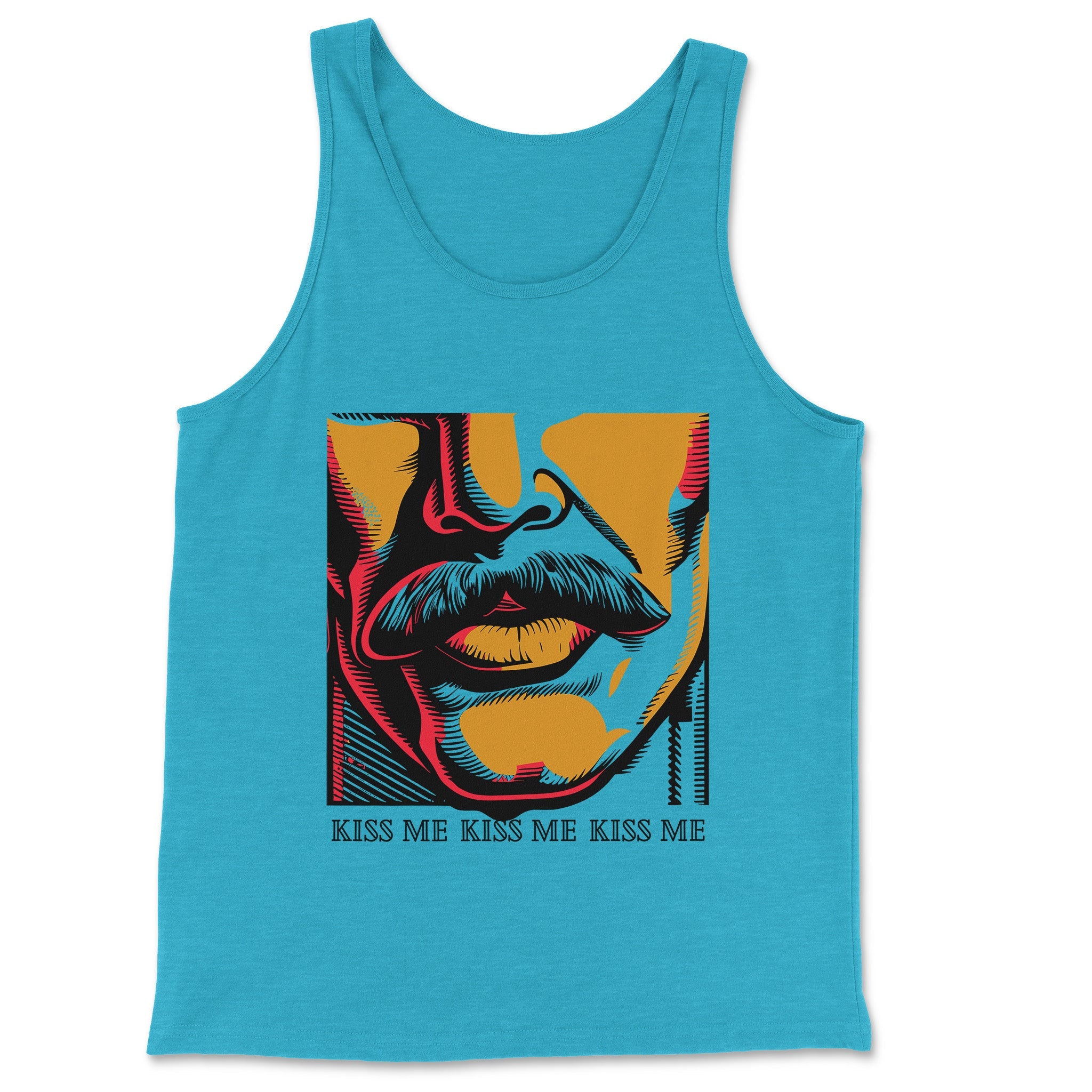 KISS ME Tank Top - Hunky Tops #color_Aqua TriBlend