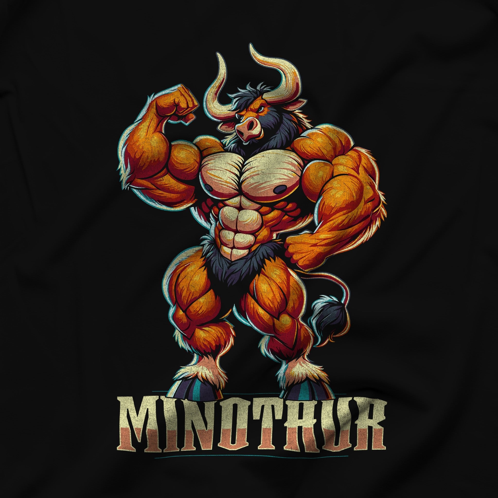 Minotaur Power Tee – Embrace Your Mythic Might - Hunky Tops #color_Black