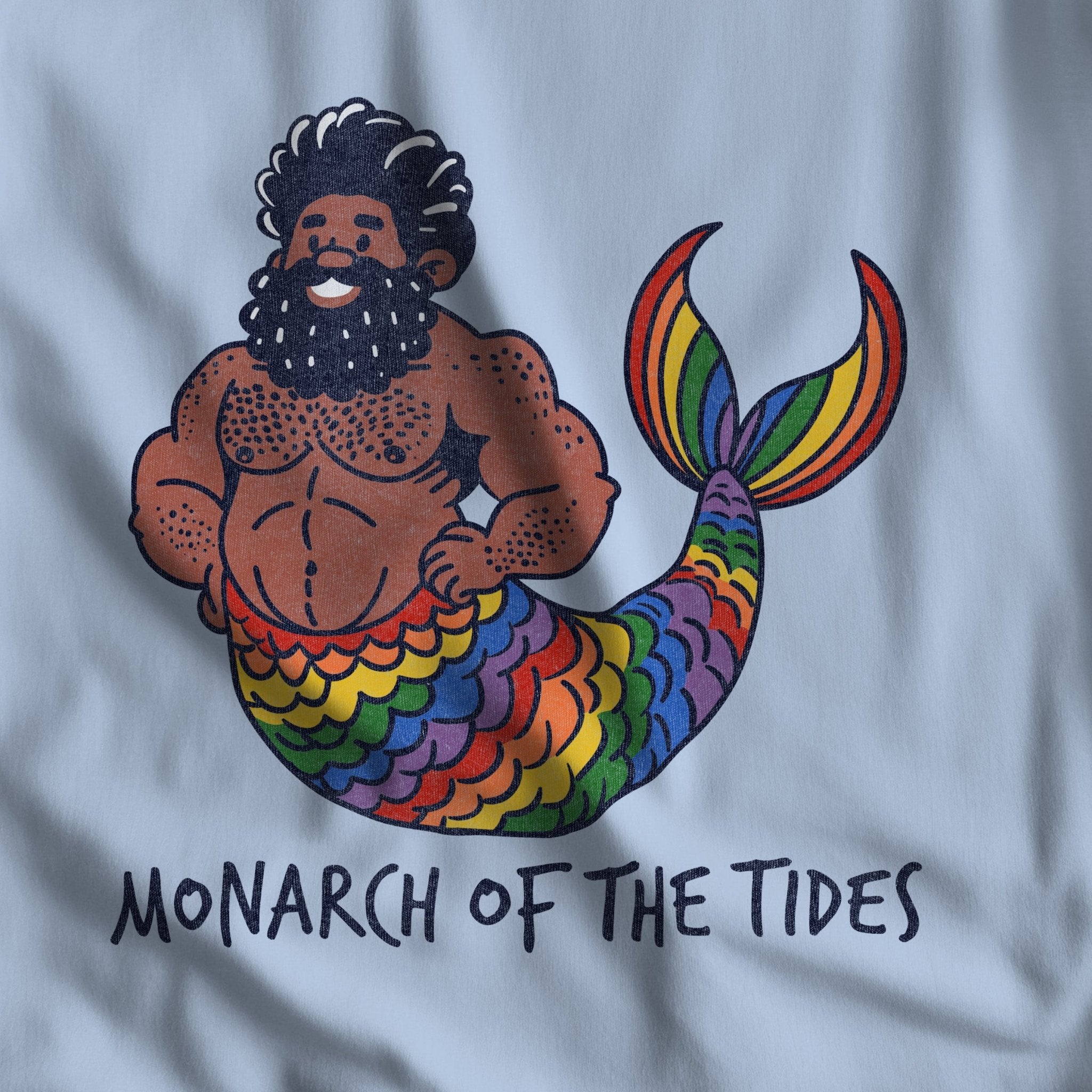 Monarch of the Tides - Bearded Merman Tee - Hunky Tops #color_Baby Blue