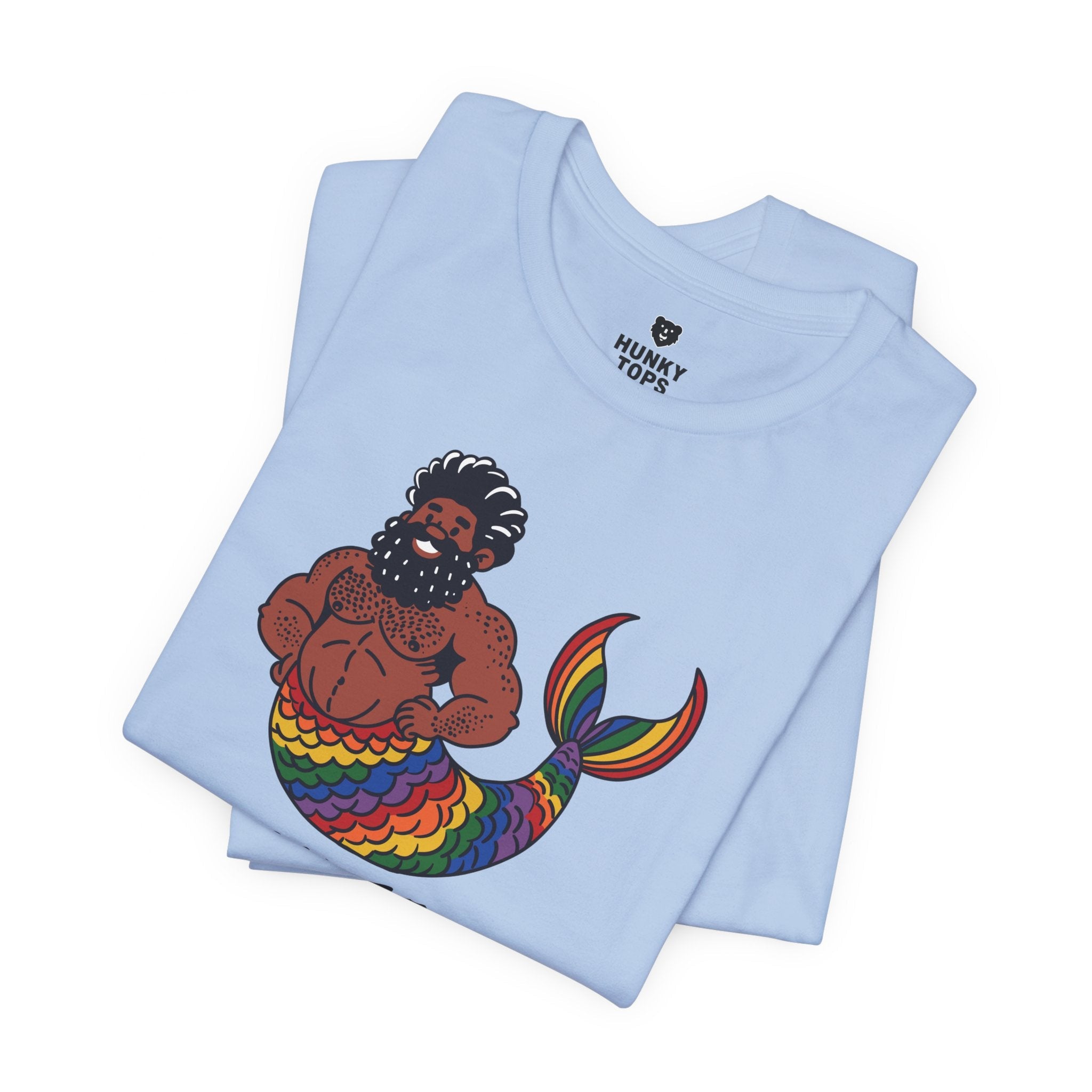 Monarch of the Tides - Bearded Merman Tee - Hunky Tops #color_Baby Blue