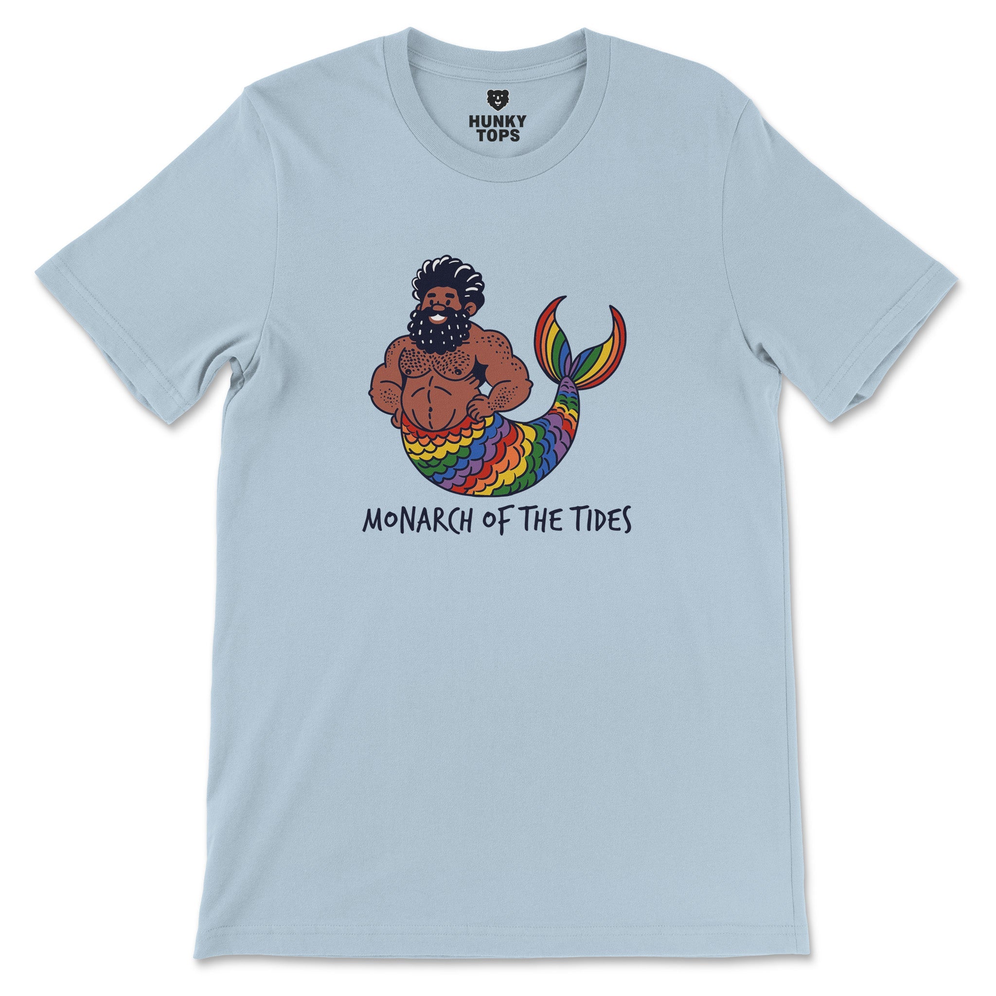 Monarch of the Tides - Bearded Merman Tee - Hunky Tops #color_Baby Blue