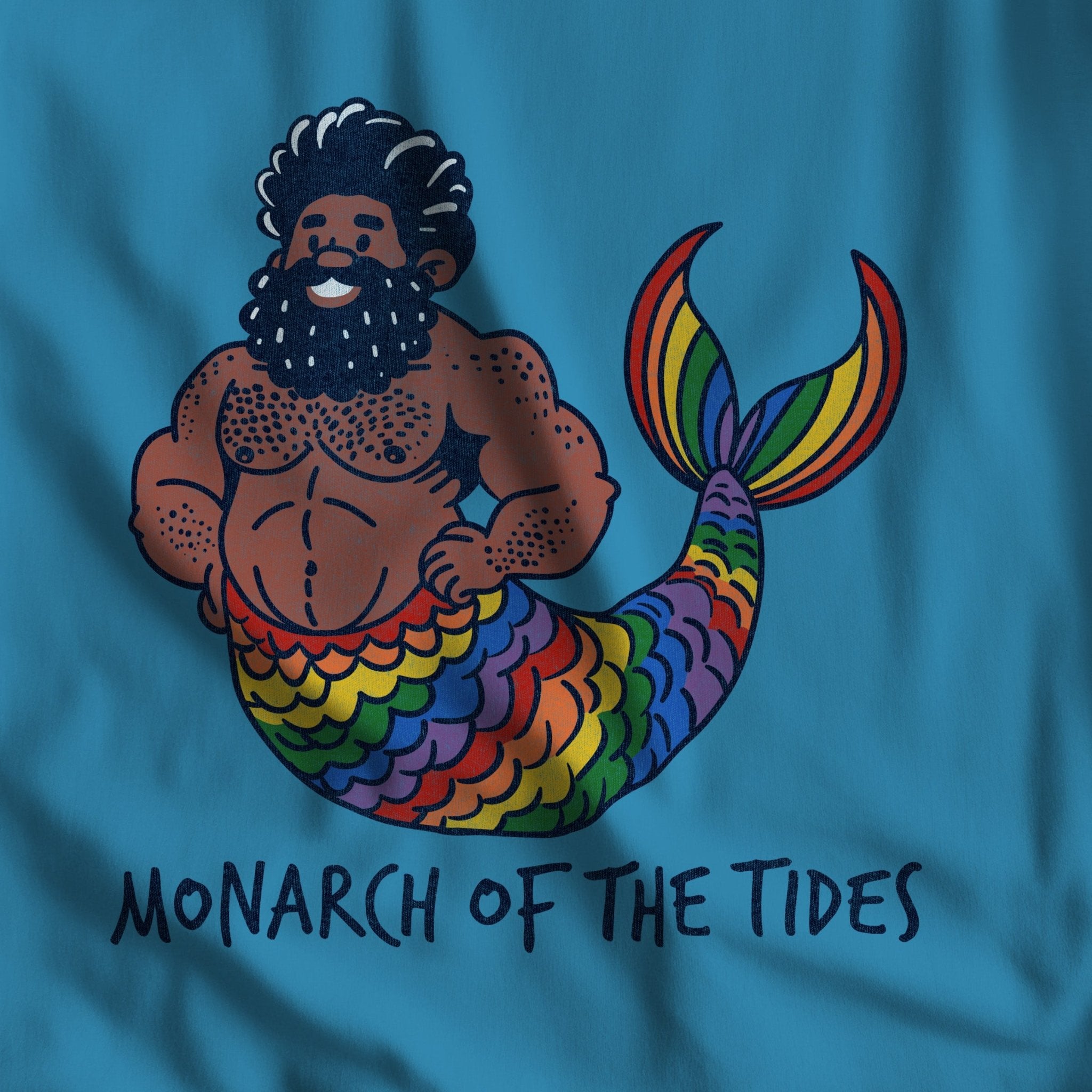 Monarch of the Tides - Bearded Merman Tee - Hunky Tops #color_Aqua