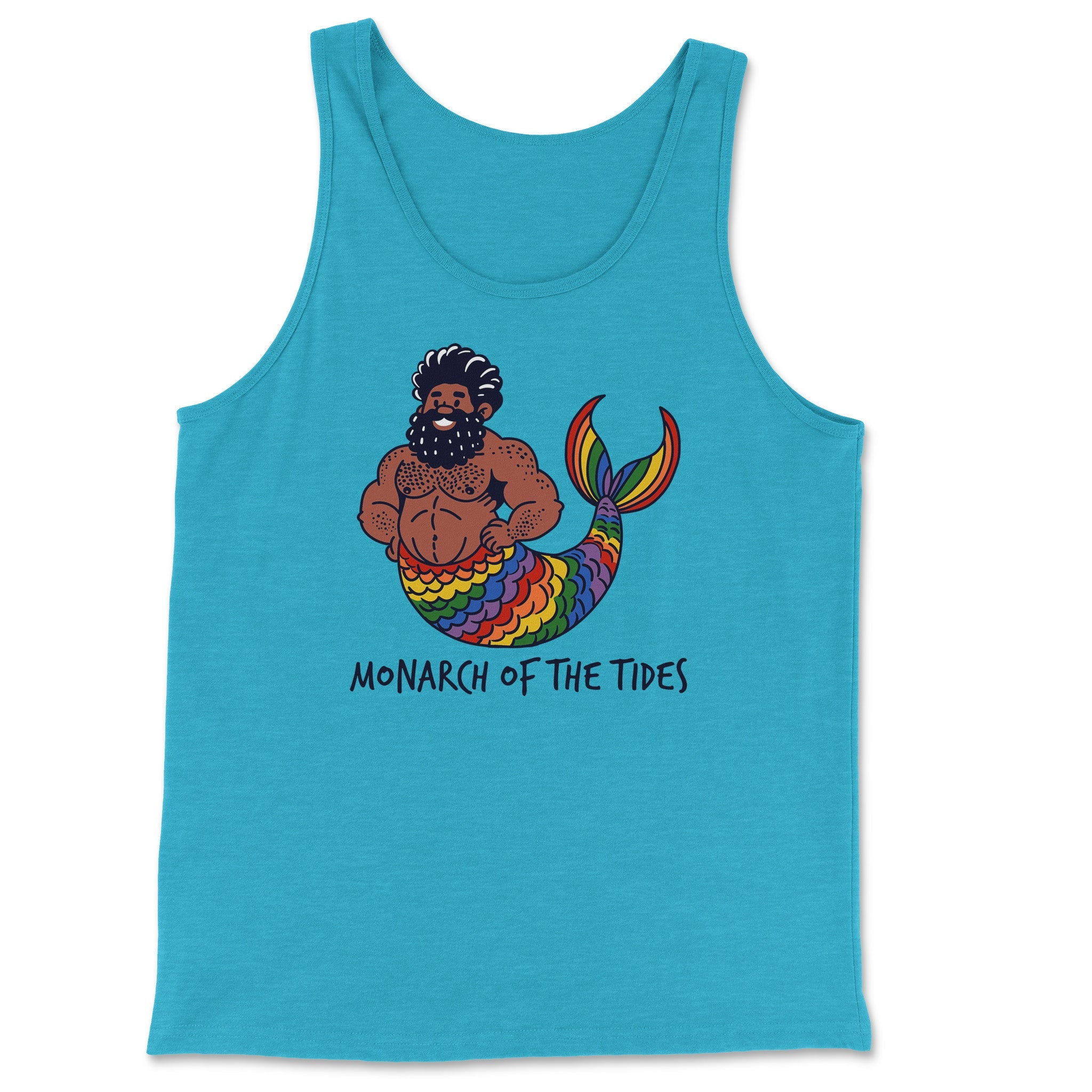 Monarch of the Tides Bearded Merman Triblend Tank - Hunky Tops #color_Aqua TriBlend