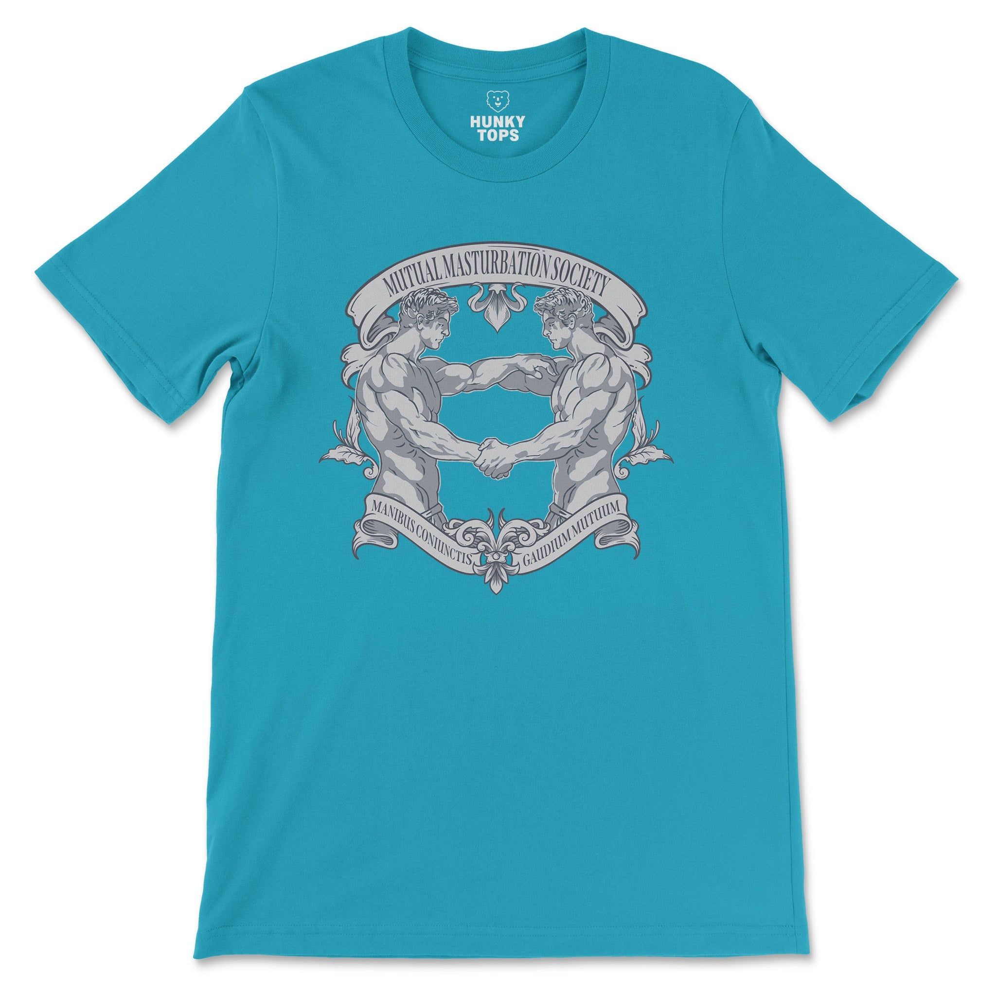 Mutual Masturbation Society T-Shirt - Hunky Tops #color_Aqua