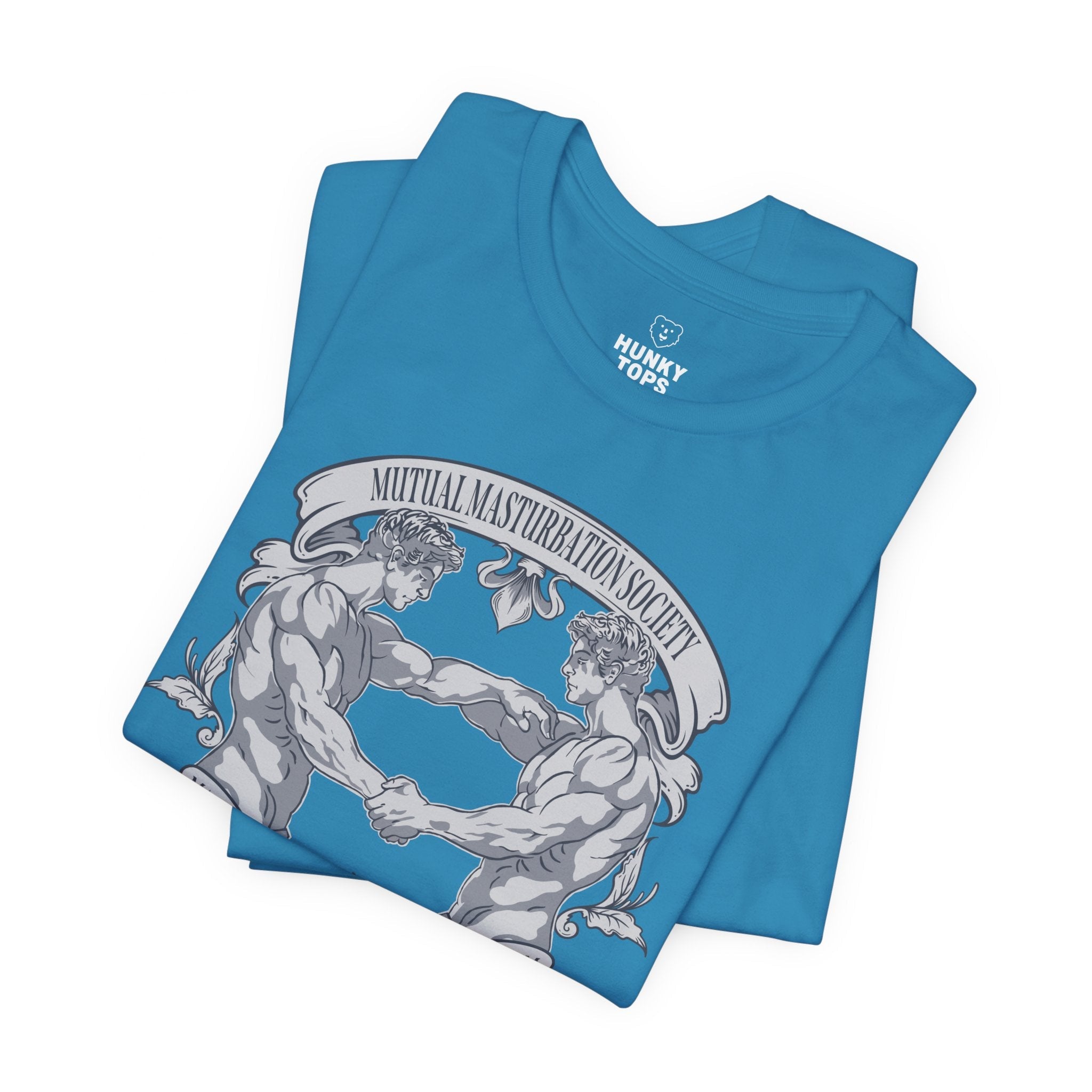 Mutual Masturbation Society T-Shirt - Hunky Tops #color_Aqua