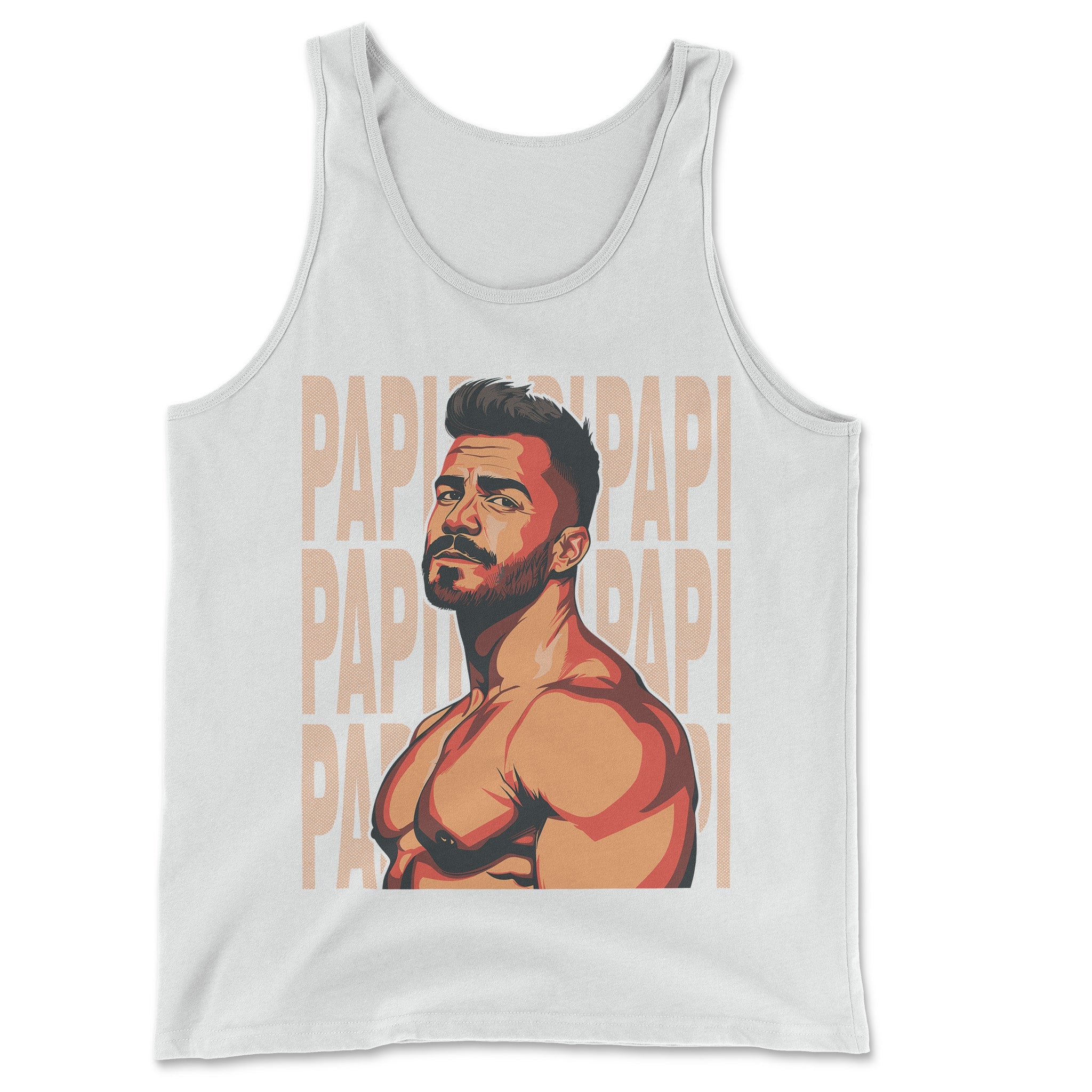 Papi Power Tank – Flaunt Your Confidence - Hunky Tops #color_White