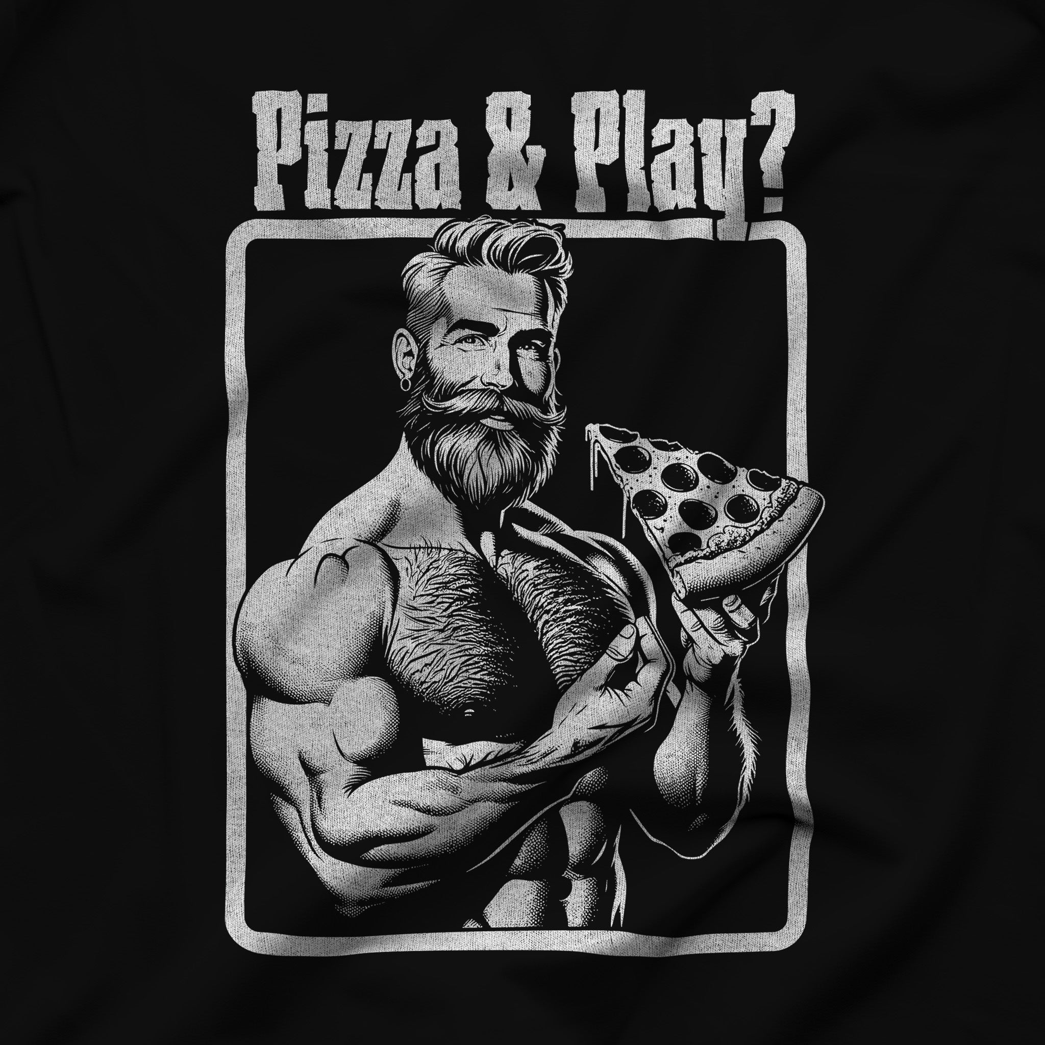 Pizza & Play Muscle Tee – Slice of Seduction - Hunky Tops #color_Black
