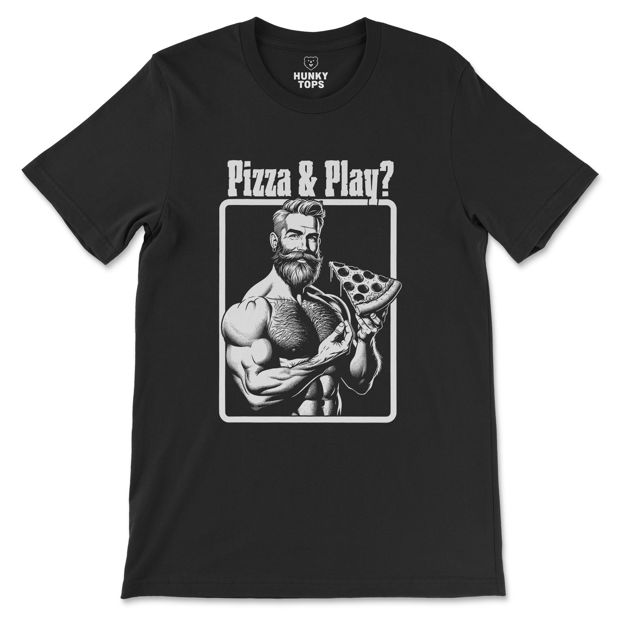 Pizza & Play Muscle Tee – Slice of Seduction - Hunky Tops #color_Black