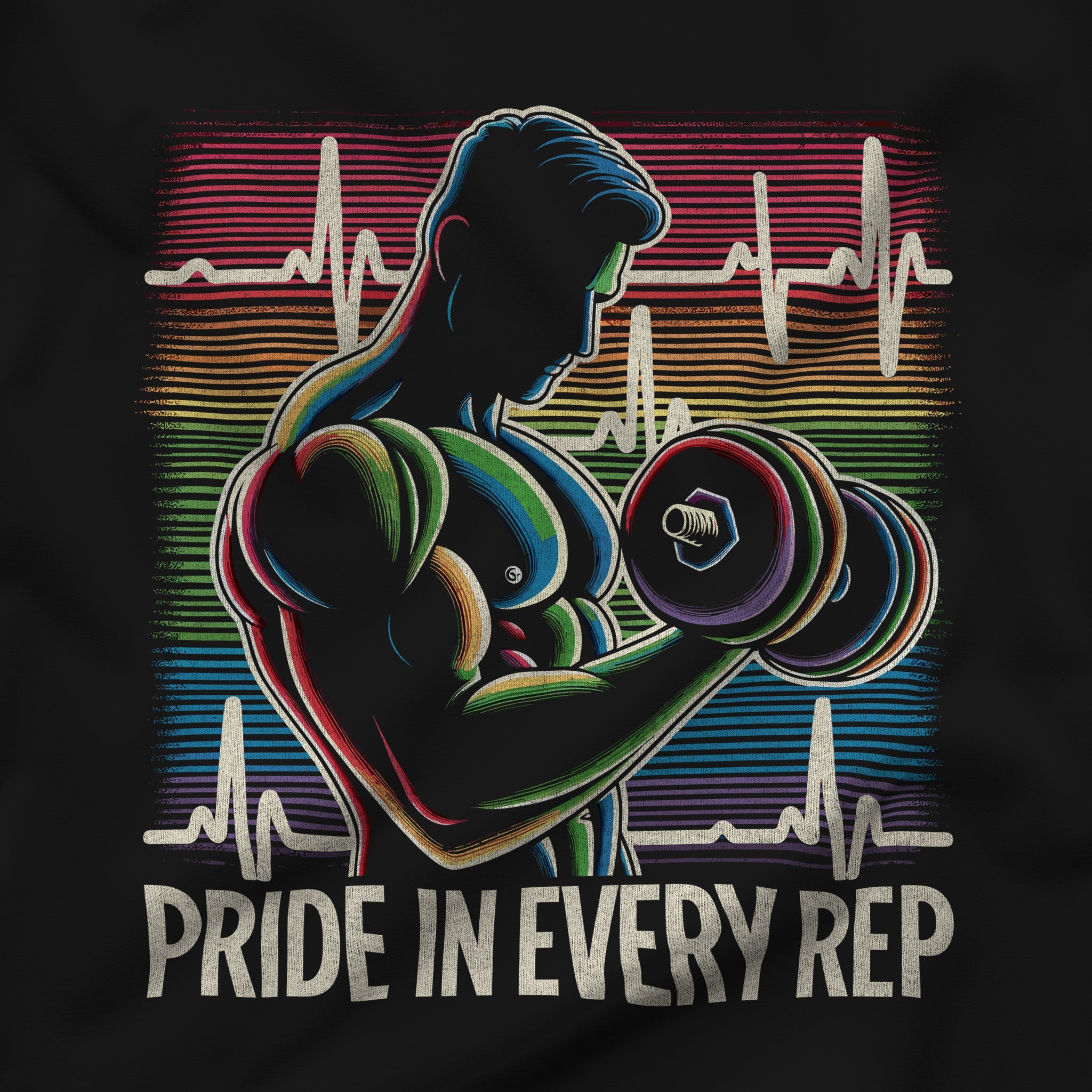 "Pride in Every Rep" LGBTQ+ Fitness Graphic Tee - Hunky Tops #color_Black