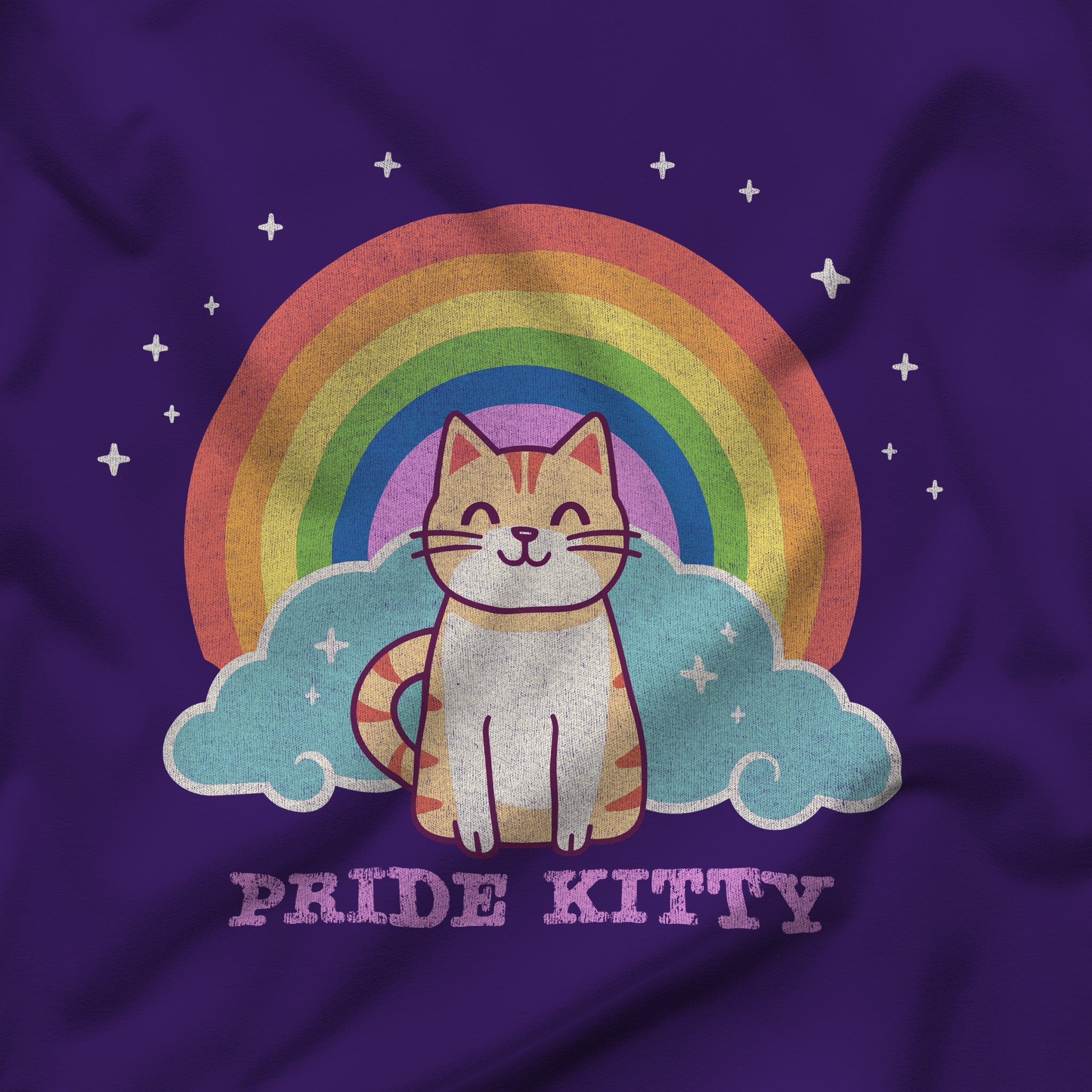 "Pride Kitty" T-Shirt - Feline Lovers' LGBTQ+ Pride Statement - Hunky Tops #color_Team Purple