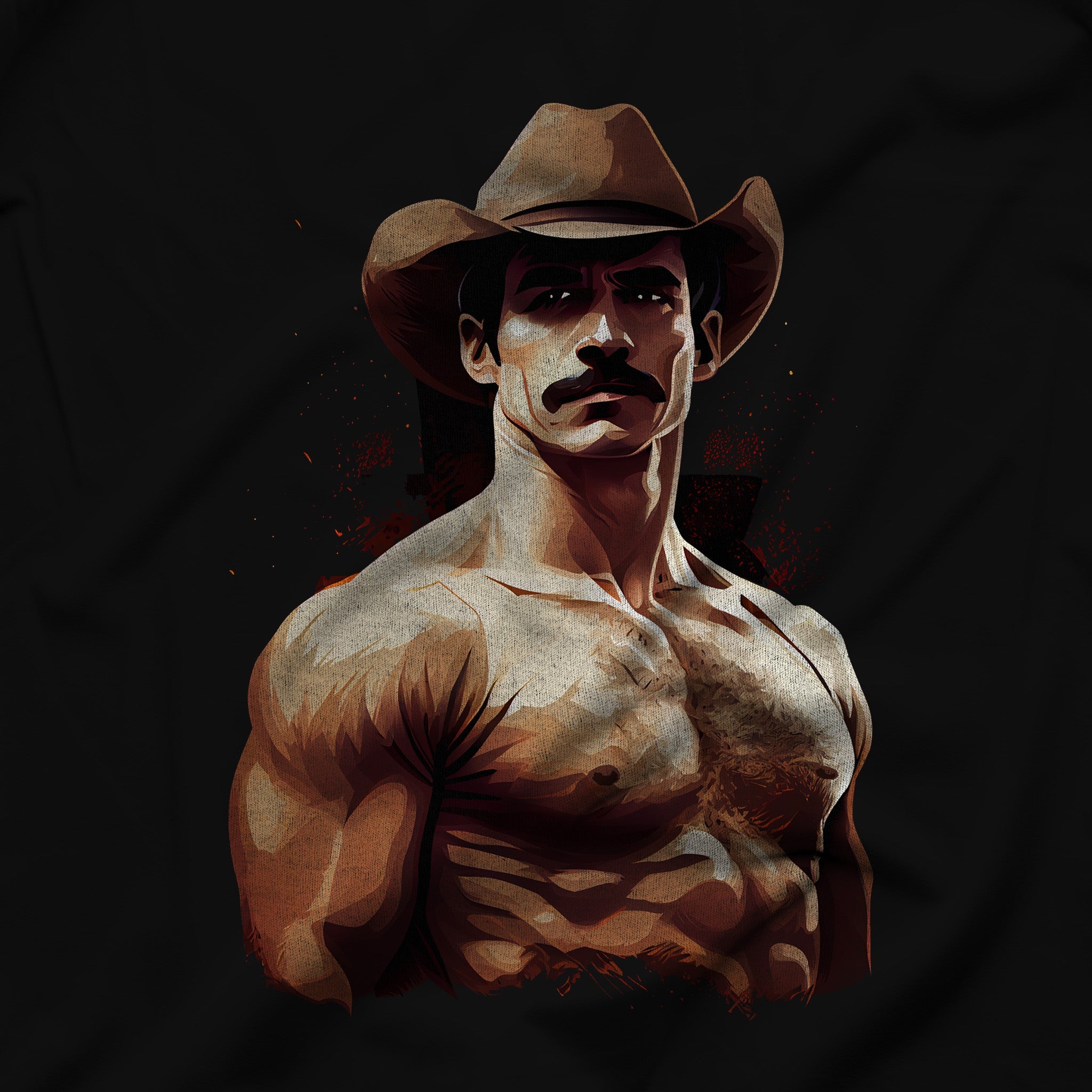 Rugged Cowboy Fantasy Tee - Bold & Unapologetic Graphic T-Shirt - Hunky Tops #color_Black
