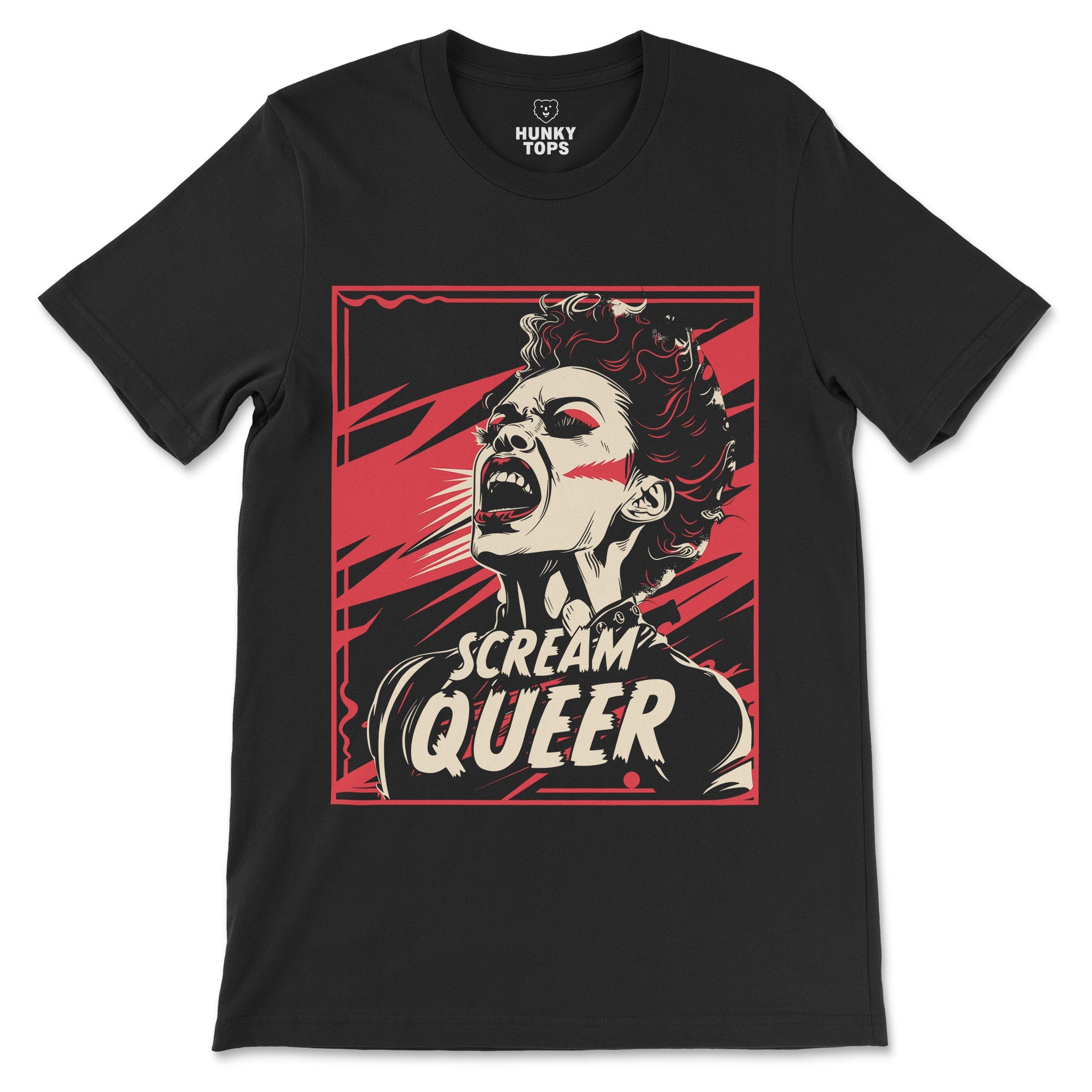 "Scream Queer" T-Shirt - LGBTQ Horror Fan Tee - Hunky Tops #color_Black