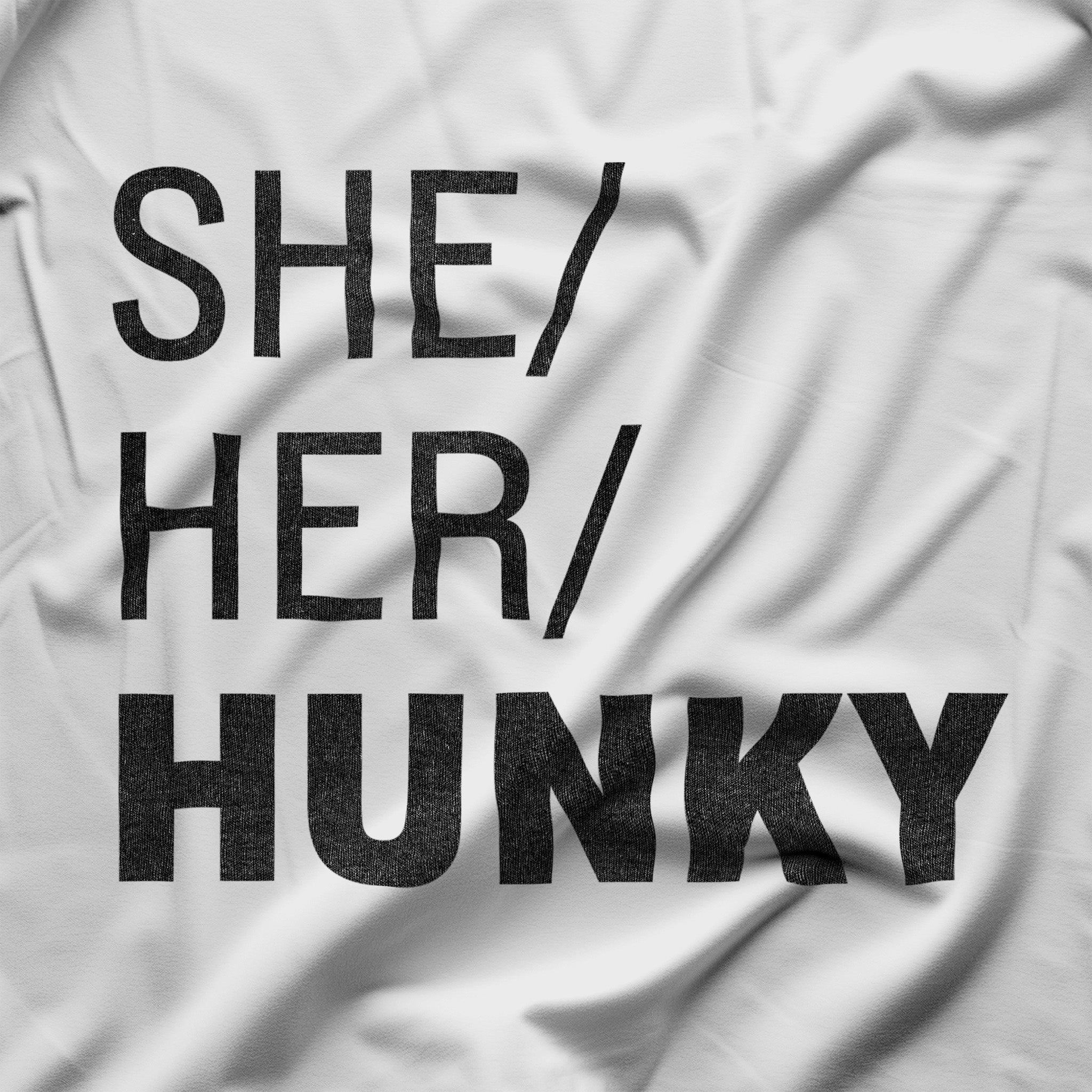 She/Her/Hunky Pocket Tee – Femininity, Meet Boldness - Hunky Tops #color_White