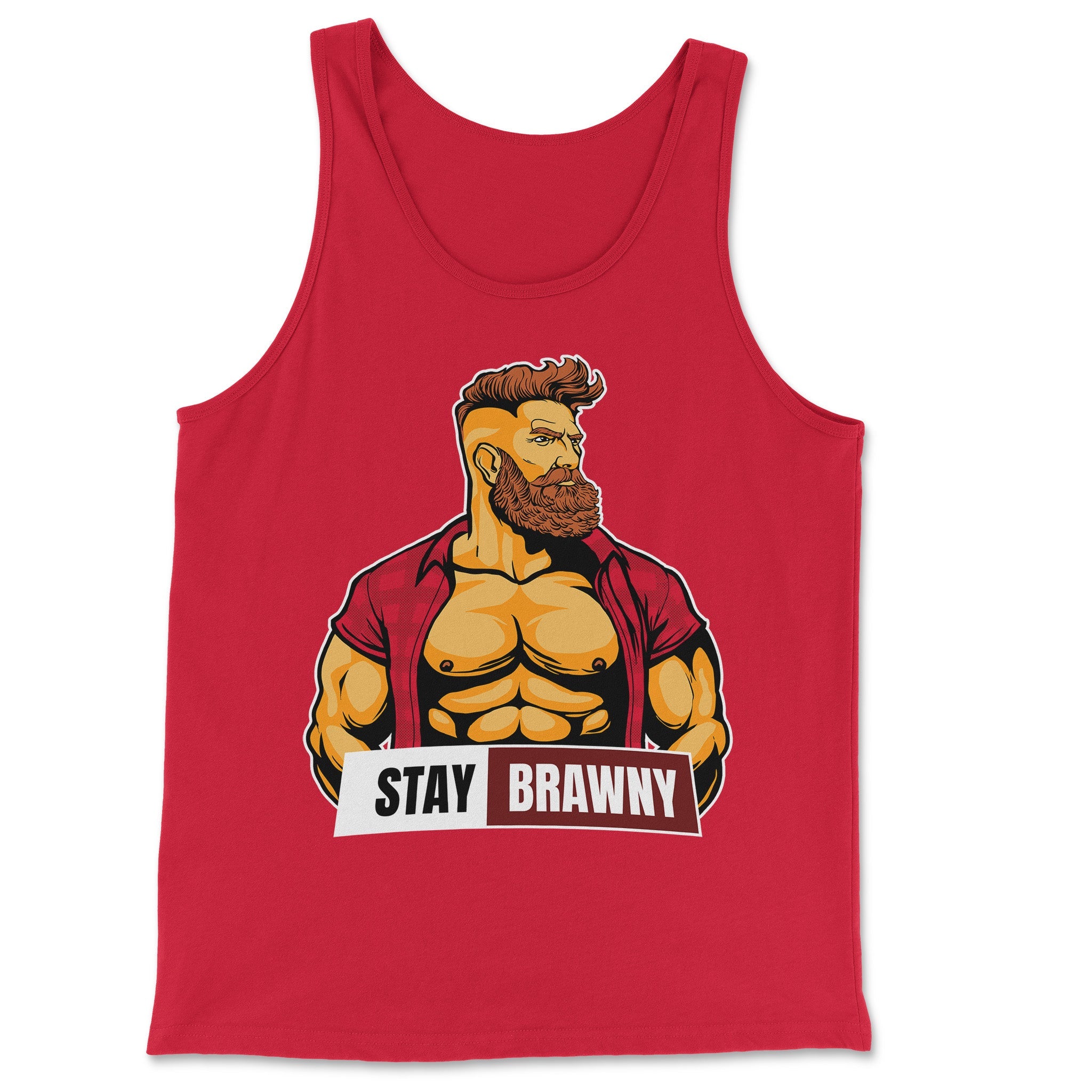 Stay Brawny Tank Top - Hunky Tops #color_Red