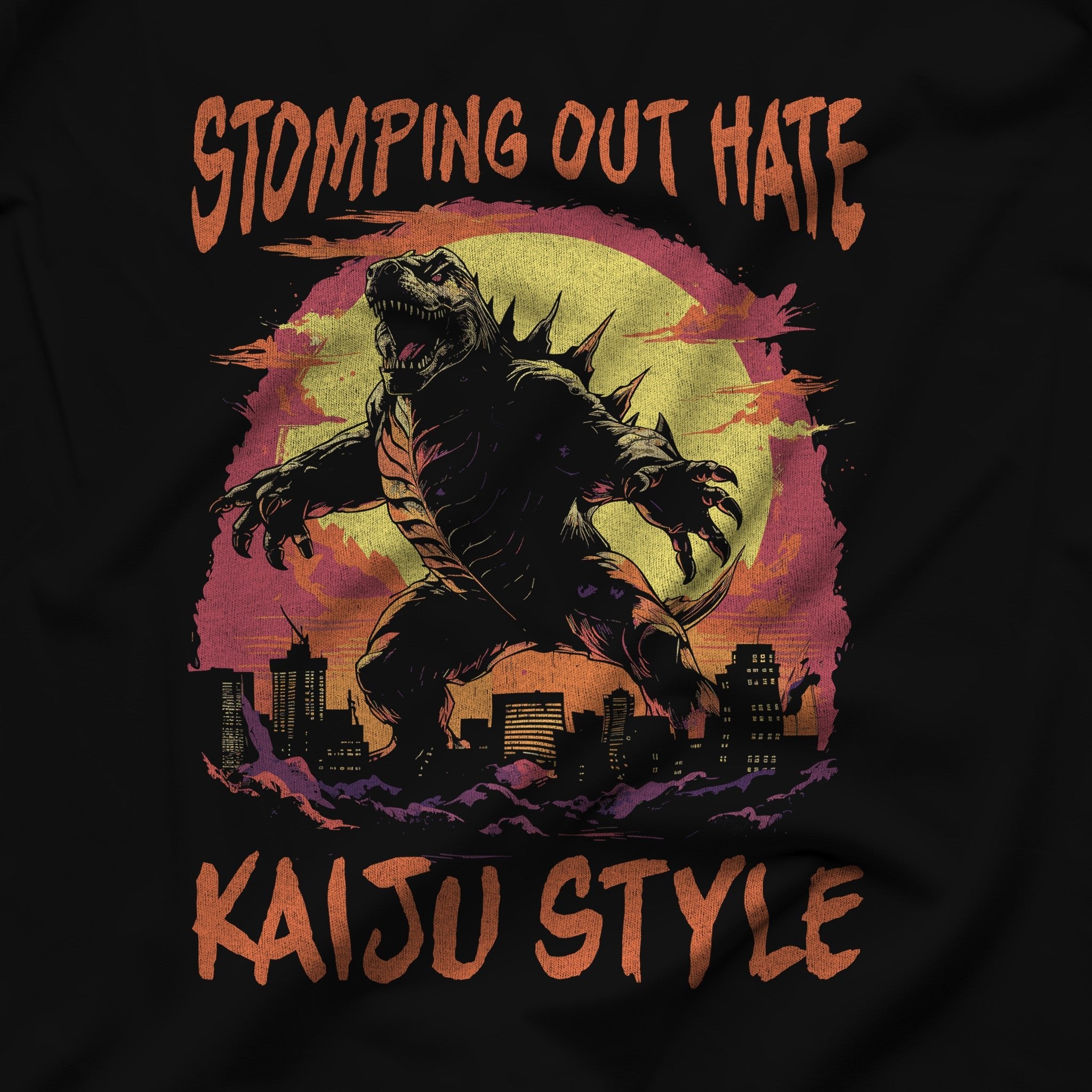 "Stomping Out Hate Kaiju Style" T-Shirt - Hunky Tops #color_Black