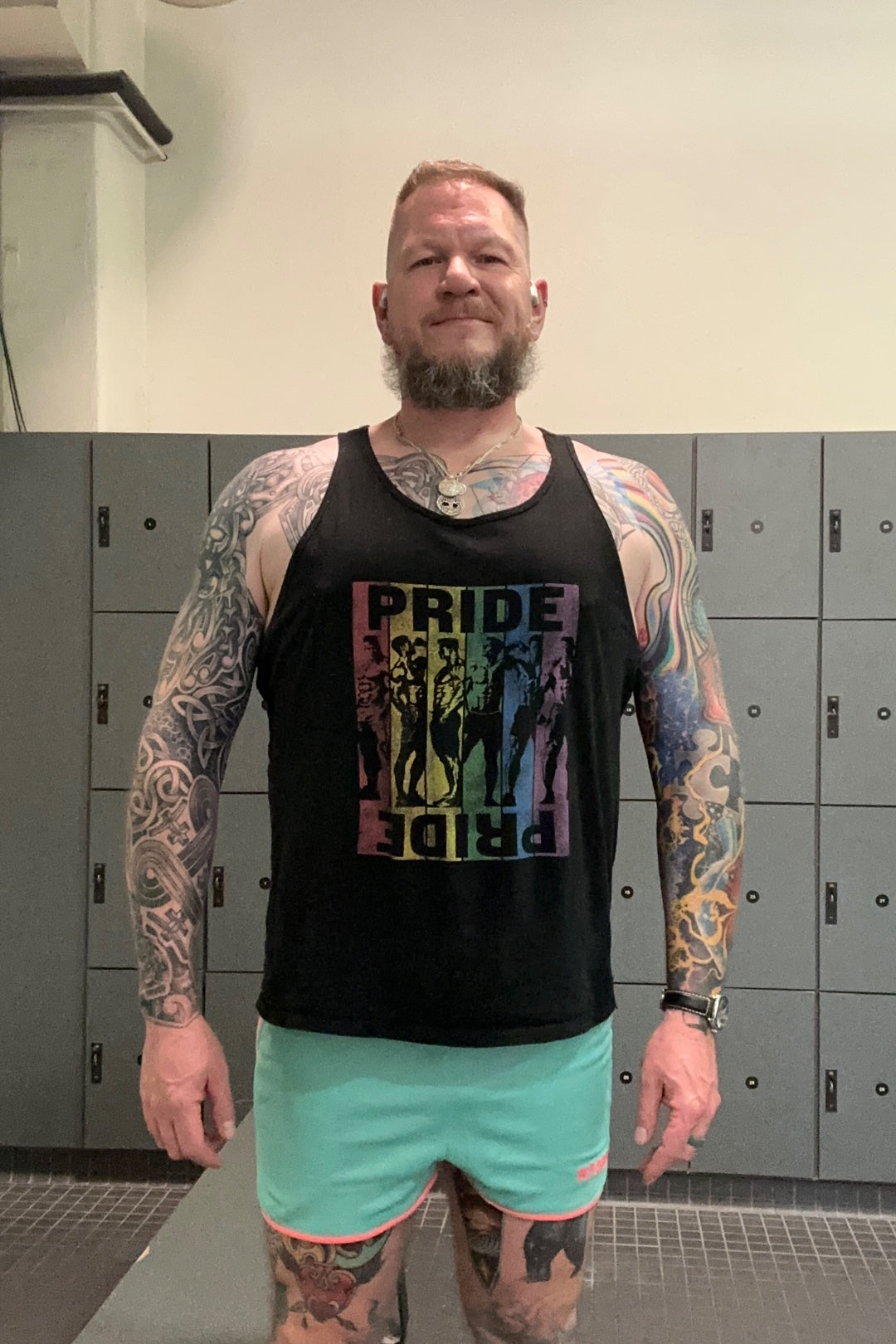 gymbearfitness wearing the Pride Power Tank Top
