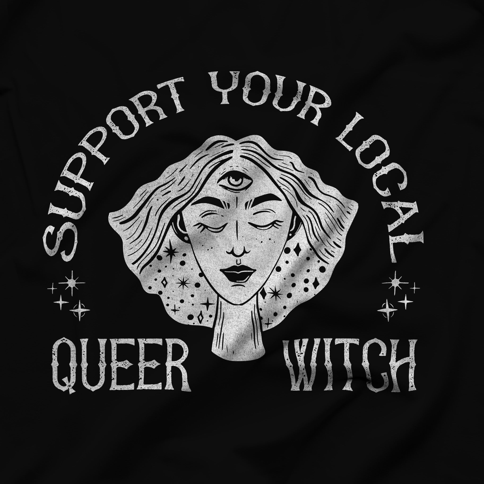 "Support Your Local Queer Witch" Halloween Hooded Sweatshirt - Hunky Tops #color_Black