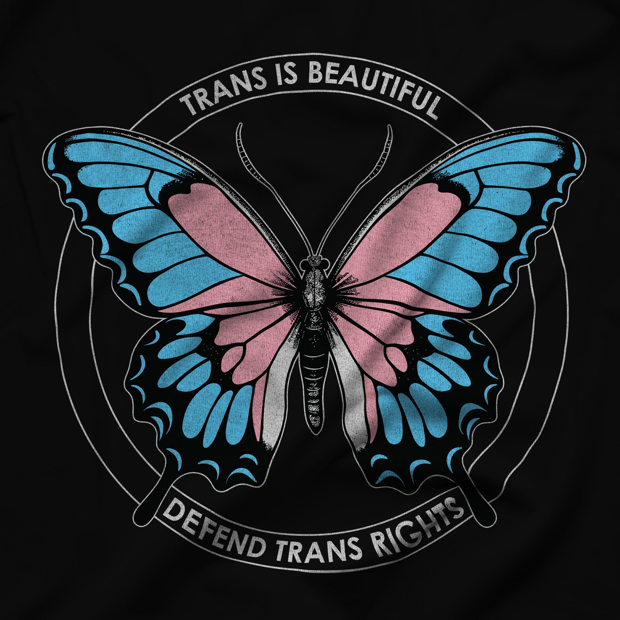 "Trans is Beautiful, Defend Trans Rights" Sweatshirt - Hunky Tops #color_Black