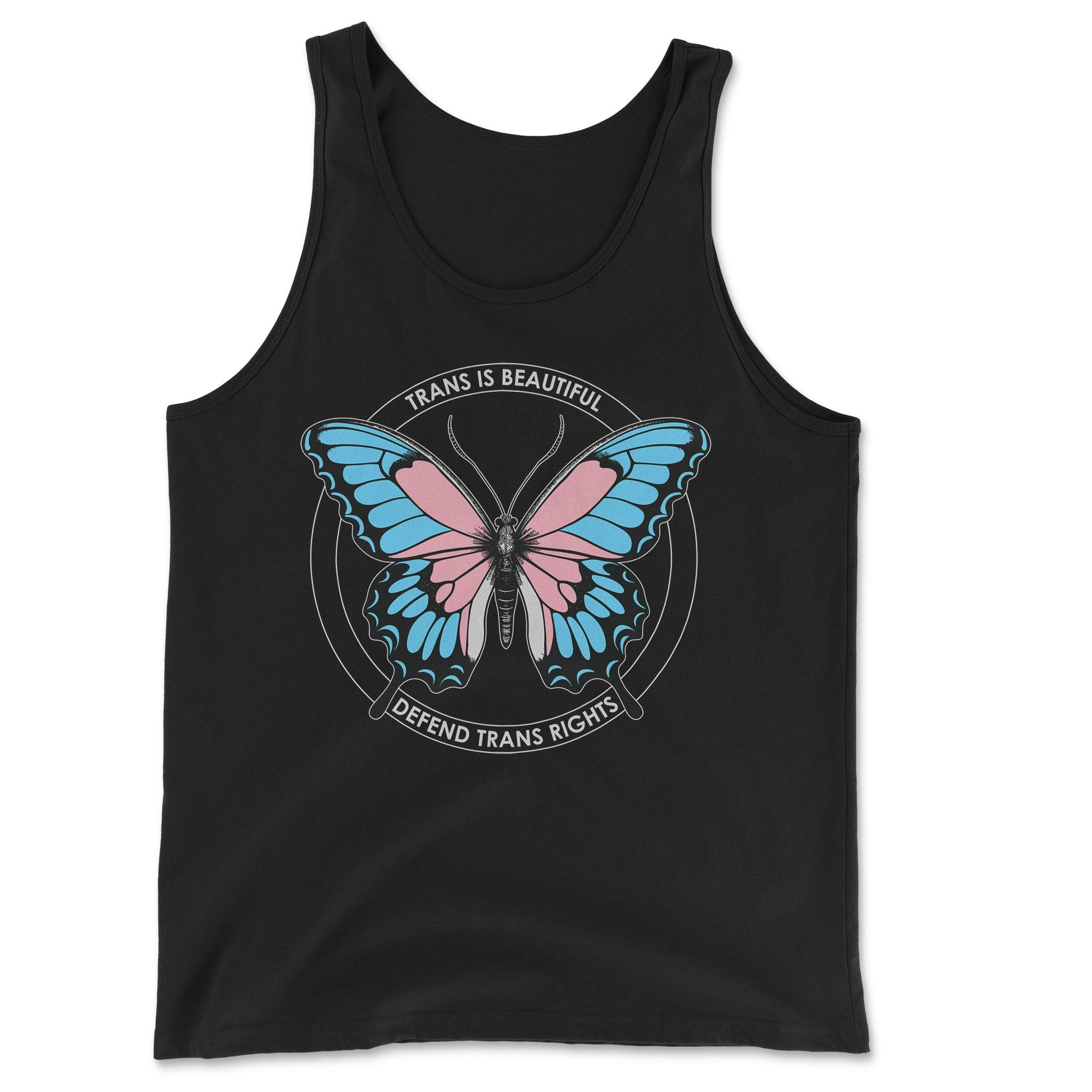 "Trans is Beautiful, Defend Trans Rights" Tank Top - Hunky Tops#color_black