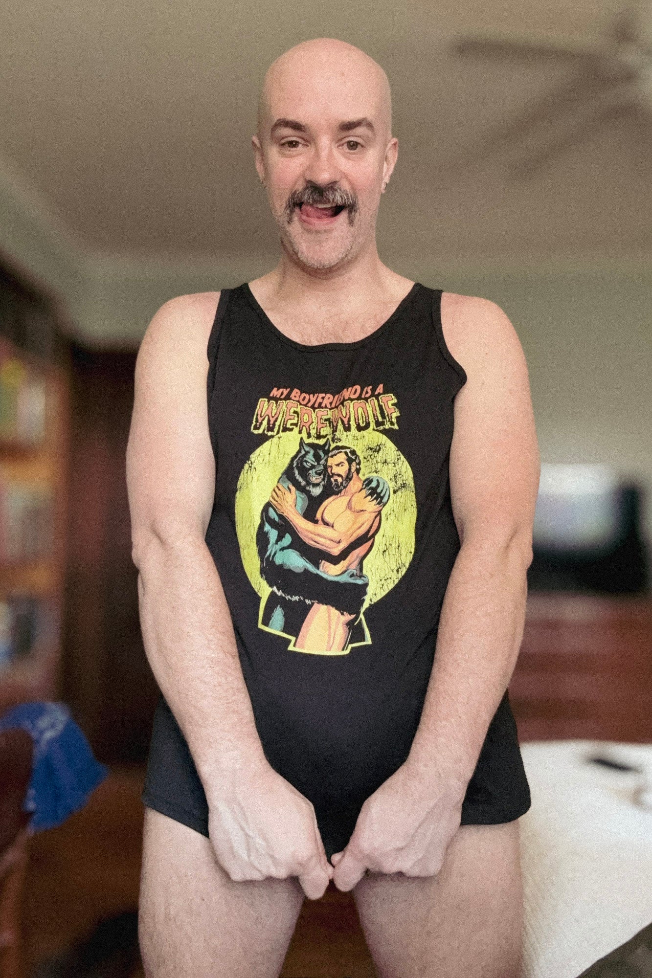 dogasmywitness wearing the My Boyfriend is a Werewolf Tank Top