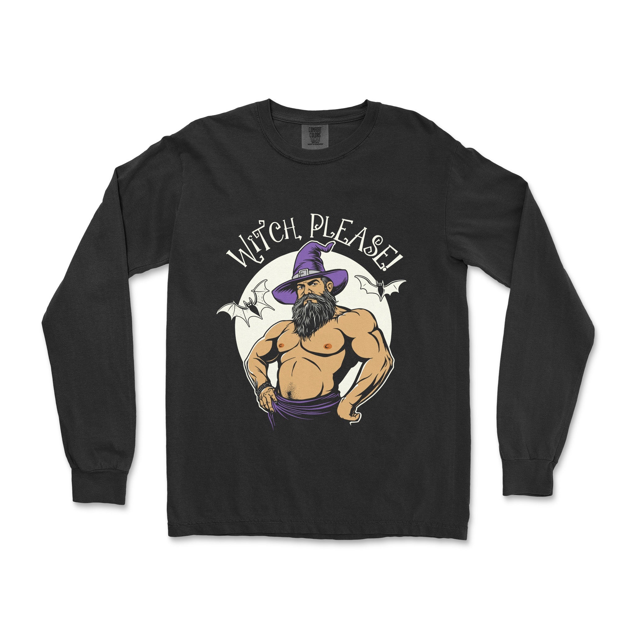 Witch, Please! Gay Halloween Long Sleeve T-Shirt - Hunky Tops #color_Black