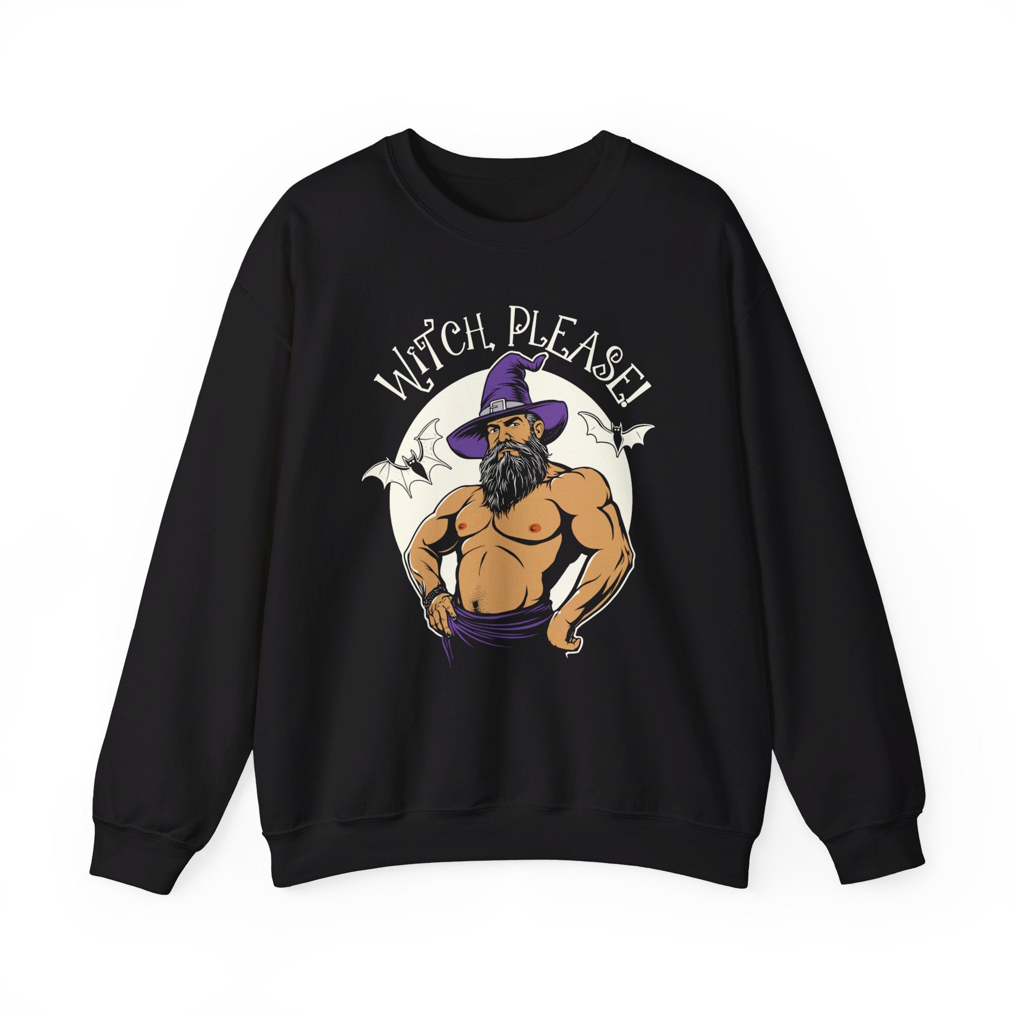Witch, Please! Gay Halloween Sweatshirt - Hunky Tops #color_Black