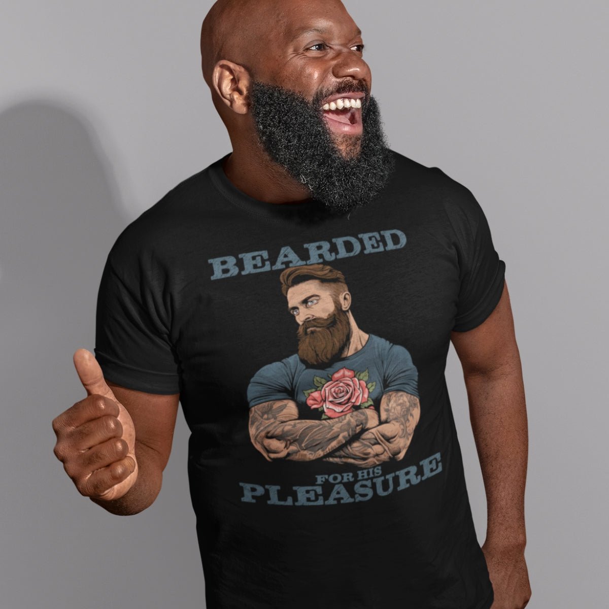 "Bearded for His Pleasure" Gay Beard Lover's T-Shirt - Hunky Tops #color_Black