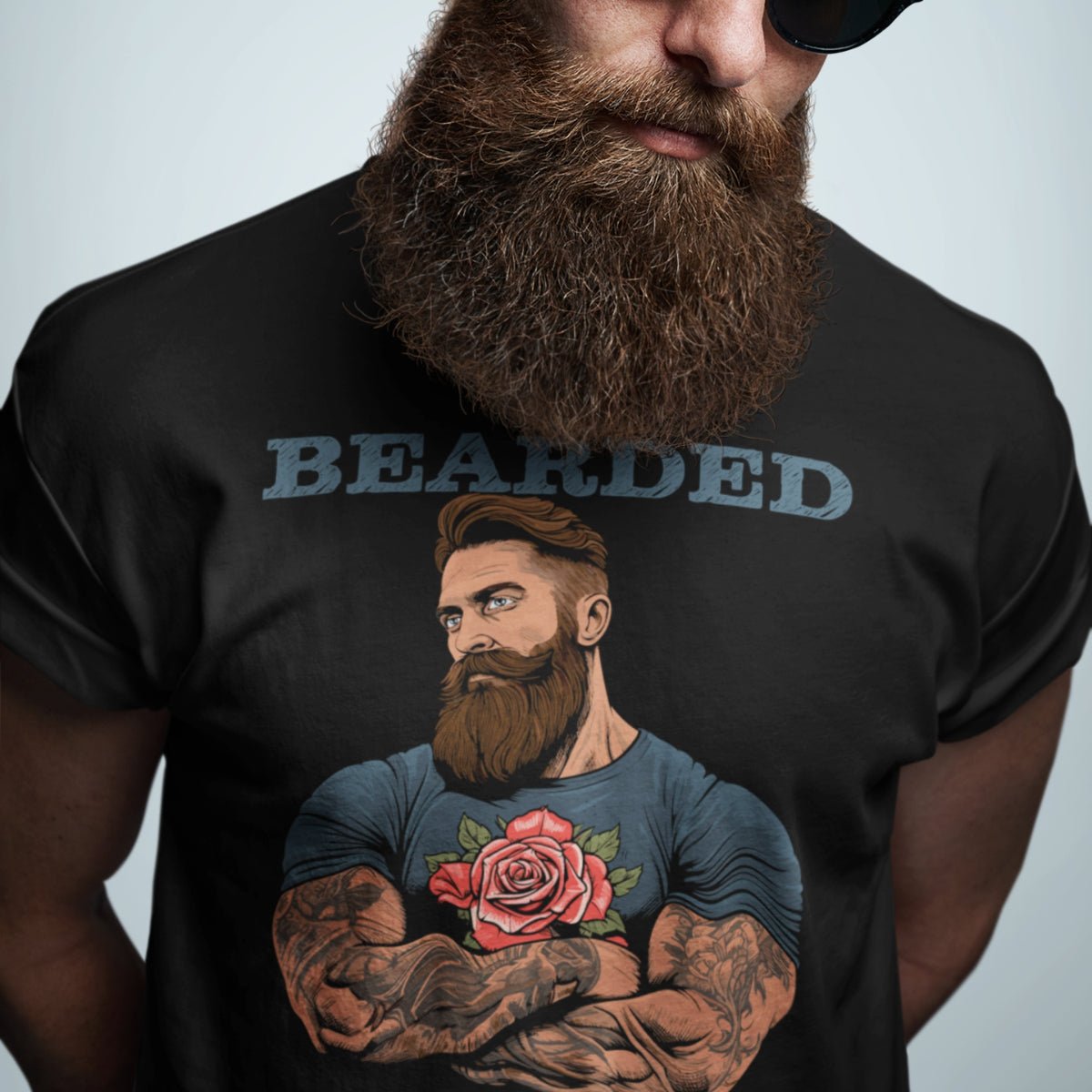 "Bearded for His Pleasure" Gay Beard Lover's T-Shirt - Hunky Tops #color_Black