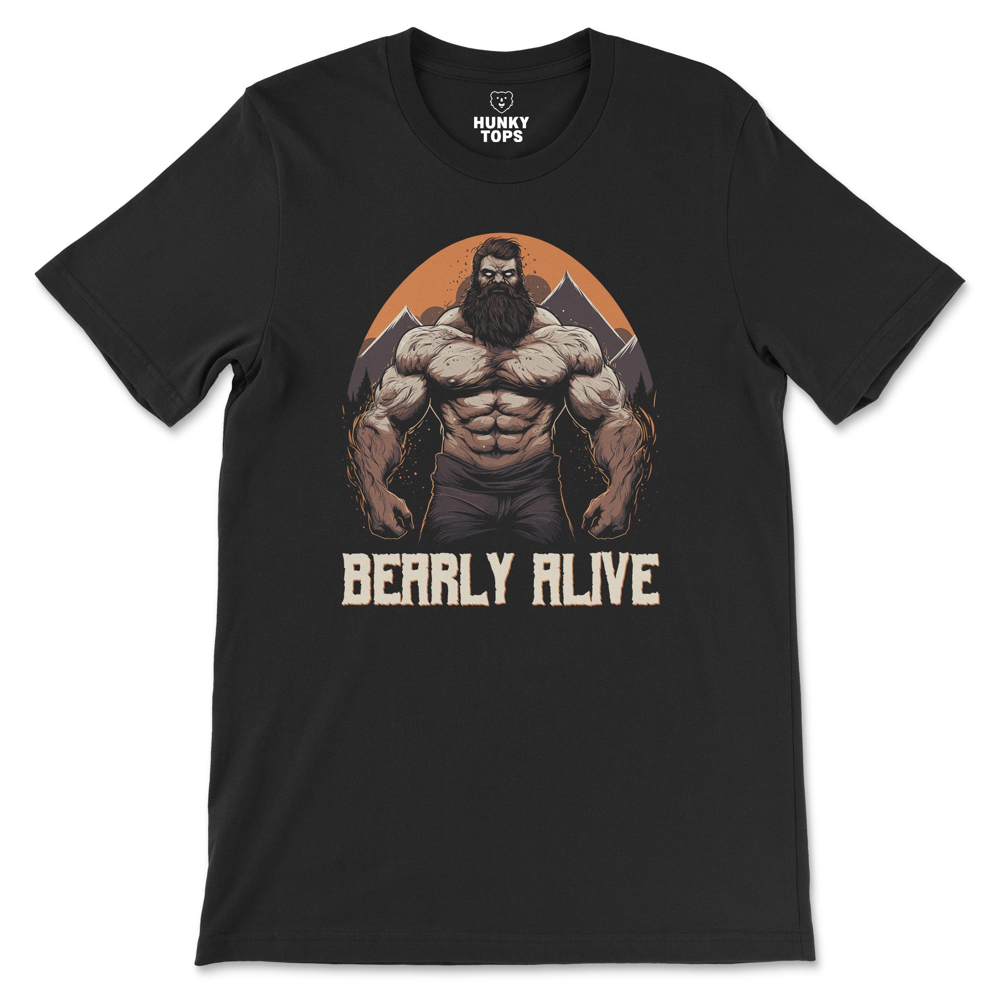 "BEARLY ALIVE" Halloween Gay Bear T-Shirt - Hunky Tops #color_Black