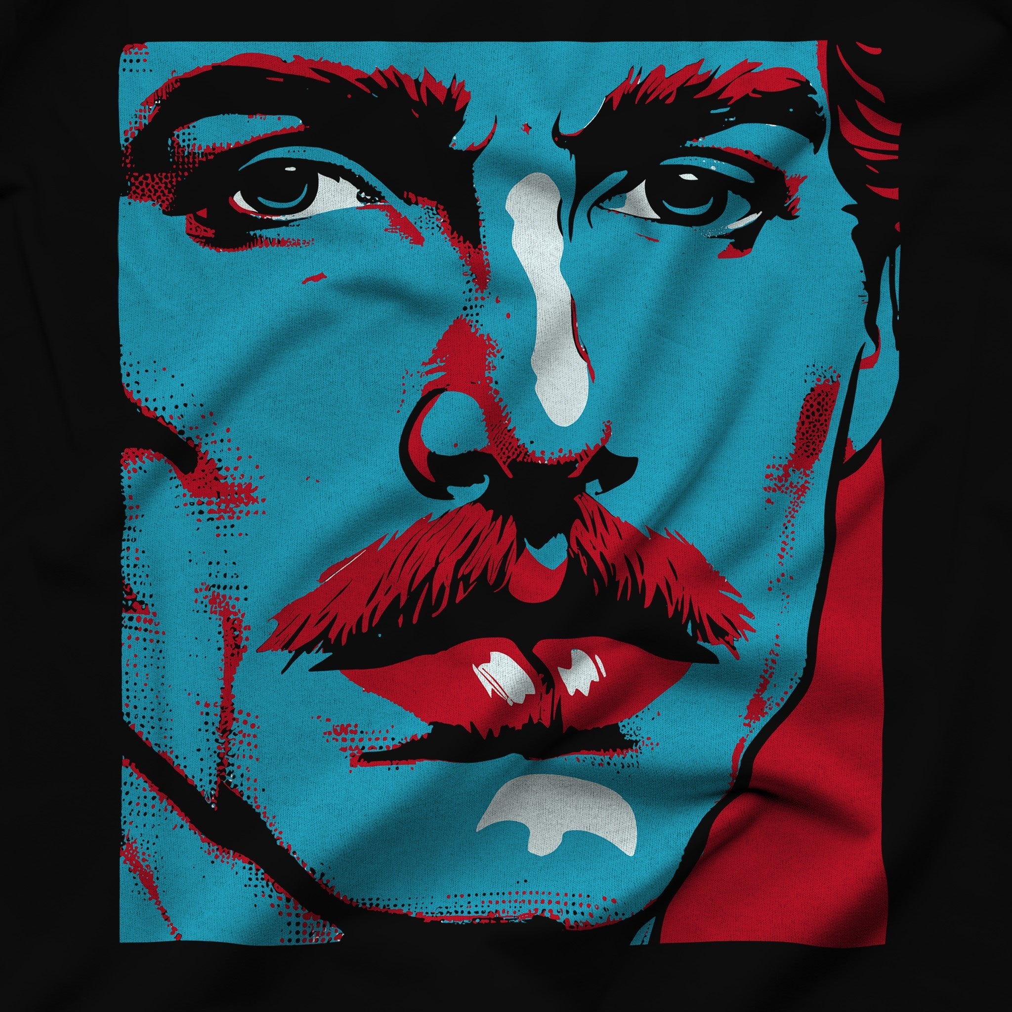 Bold Pop Art Gay Shirt - Vintage-Inspired Mustached Man Graphic Tee - Hunky Tops #color_Black