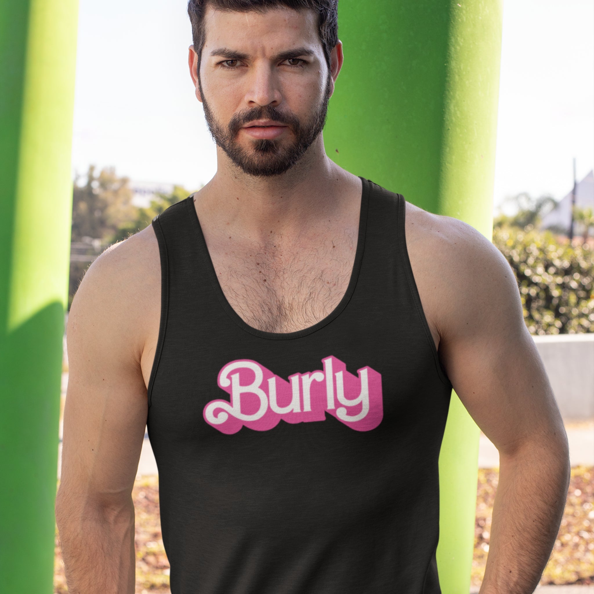 Burly Tank Top - Embrace Your Sturdy Charm - Hunky Tops #color_Black