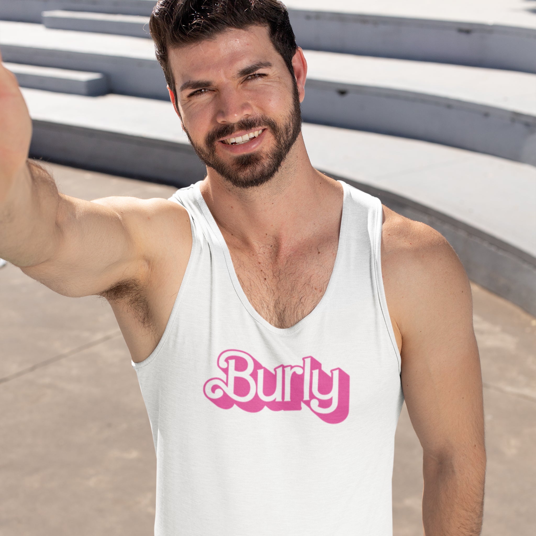 Burly Tank Top - Embrace Your Sturdy Charm - Hunky Tops #color_White