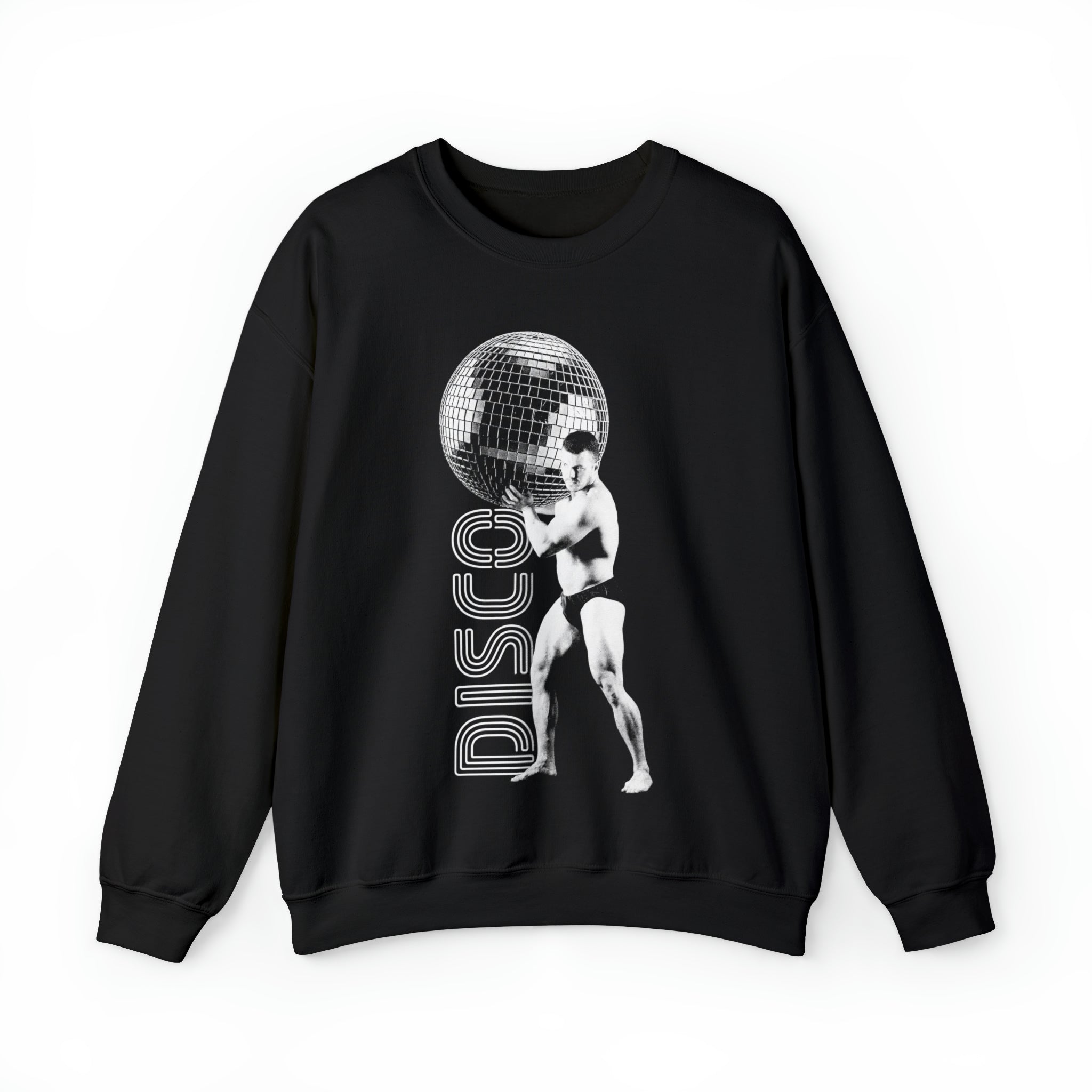 "Disco Strong: Unleash Your Inner Groove" Sweatshirt - Hunky Tops #color_Black