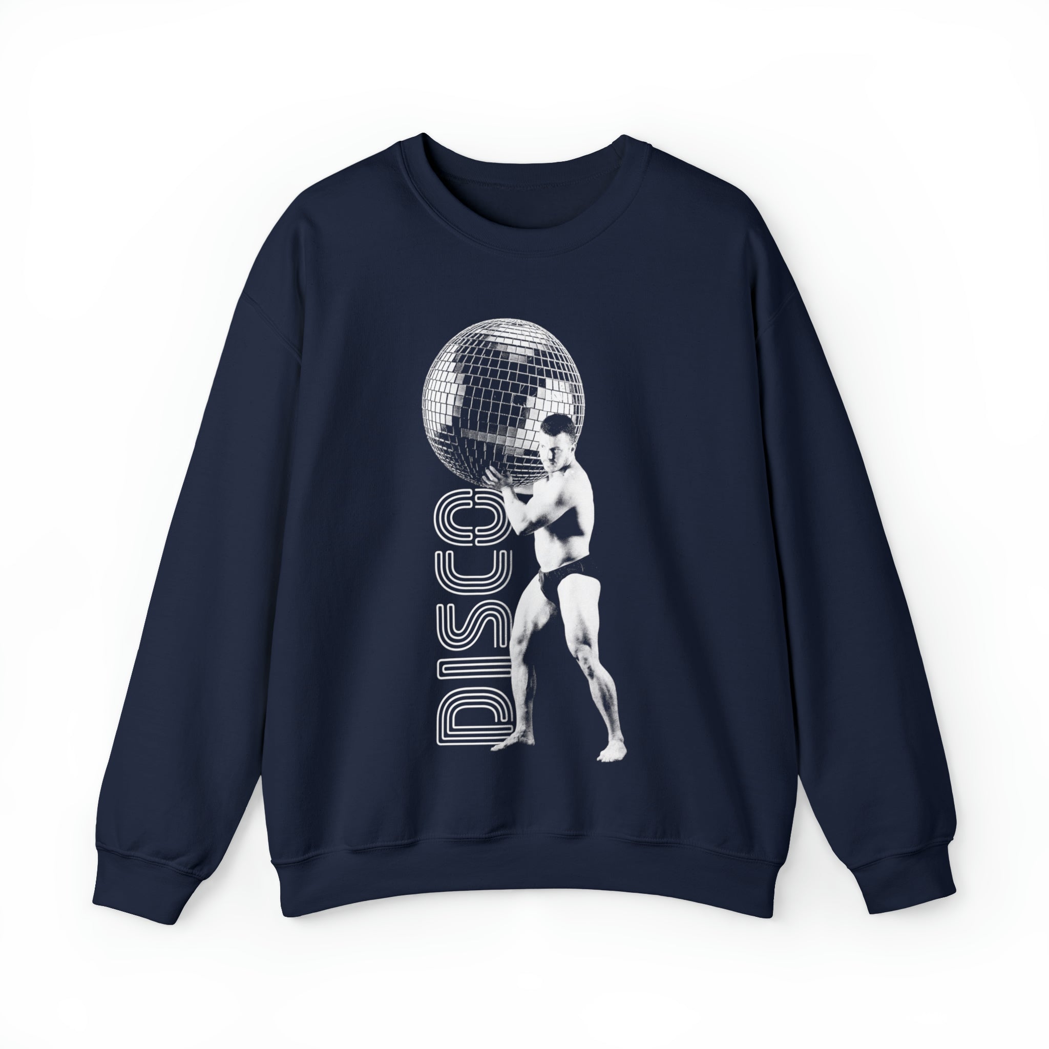"Disco Strong: Unleash Your Inner Groove" Sweatshirt - Hunky Tops #color_Navy