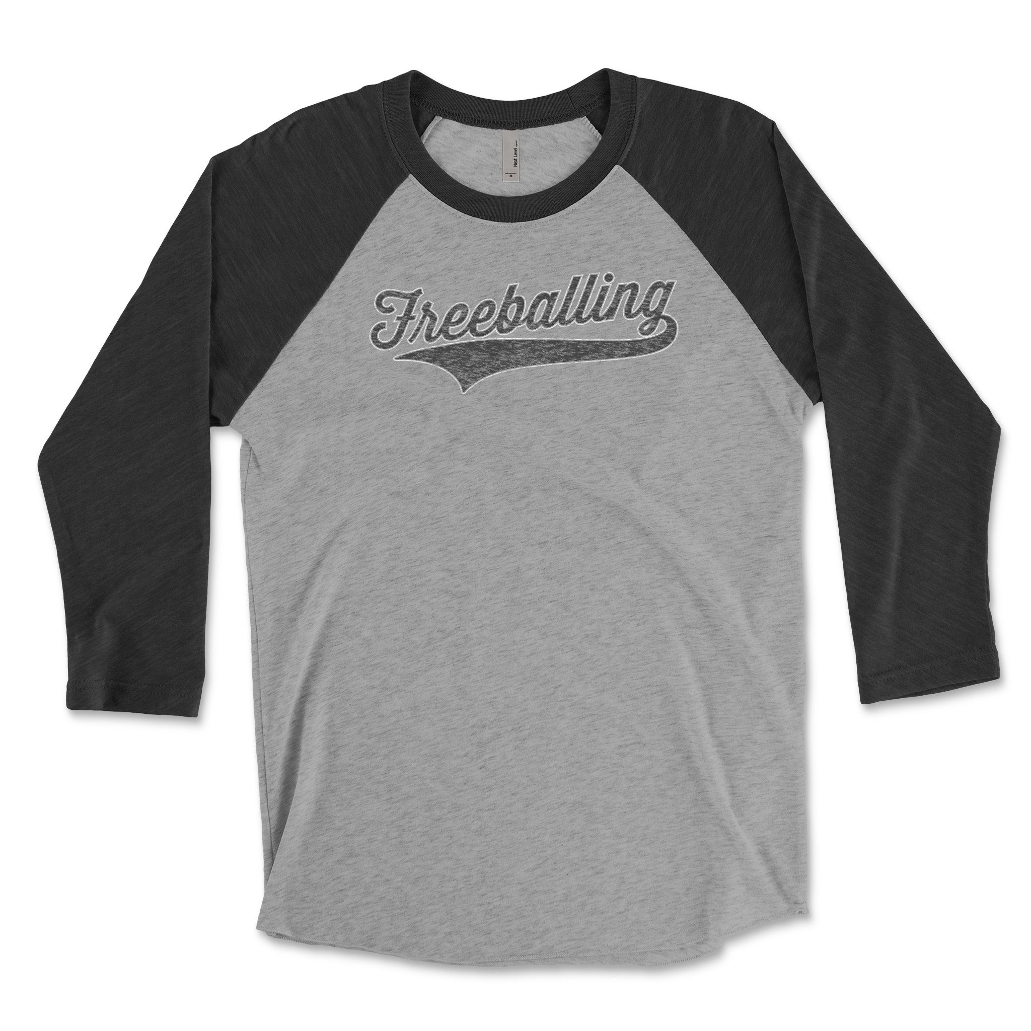 "Freeballing" 3/4 Raglan Shirt - Vintage-Inspired Bold Statement Tee - Hunky Tops #color_Vintage Black / Premium Heather