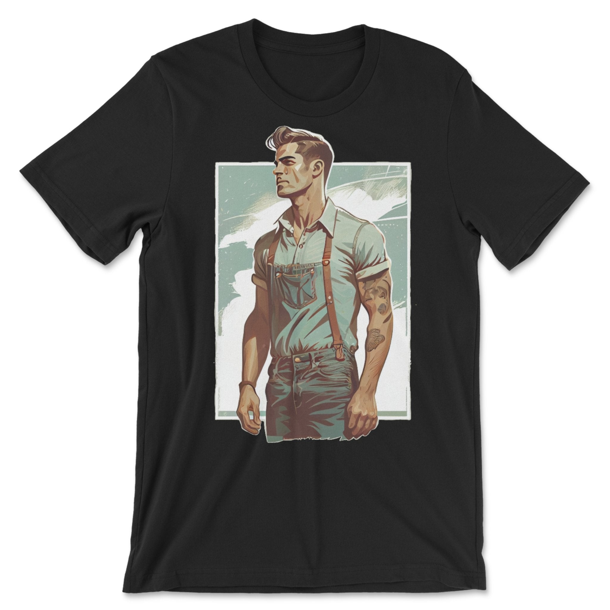Gay Farmer Pride T-Shirt - Stylish LGBTQ Gift for Farmer - Hunky Tops #color_Black