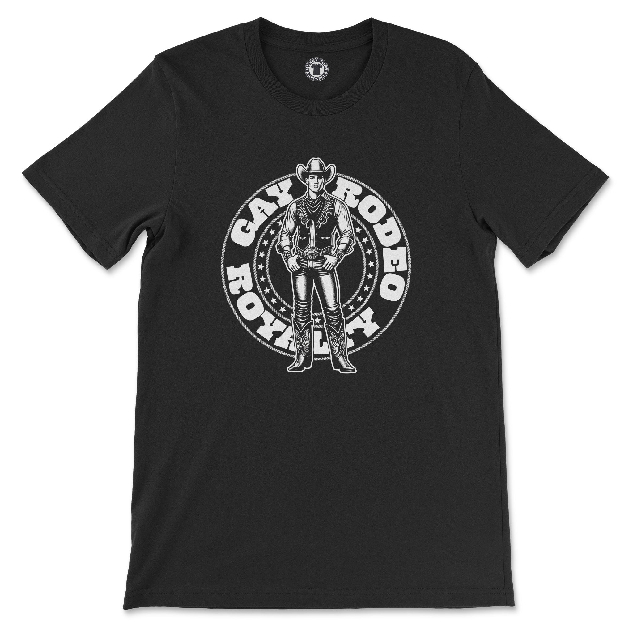 "Gay Rodeo Royalty" Bold LGBTQ+ Western Graphic Tee - Hunky Tops #color_Black