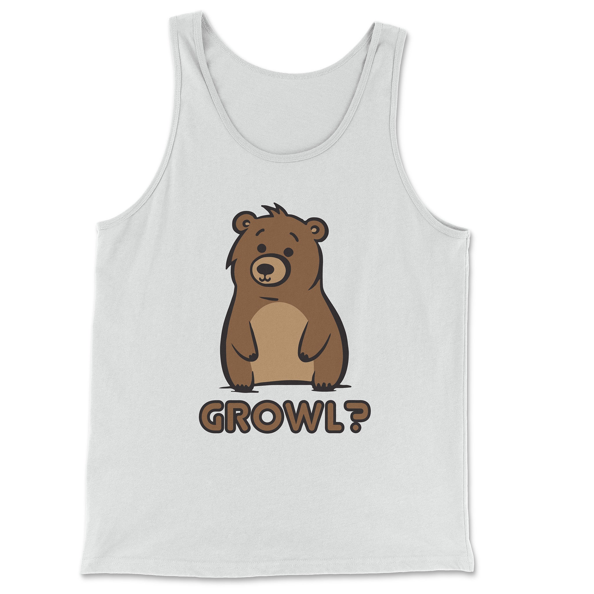 "Growl Bear" Expressive Tank Top - Hunky Tops #color_White