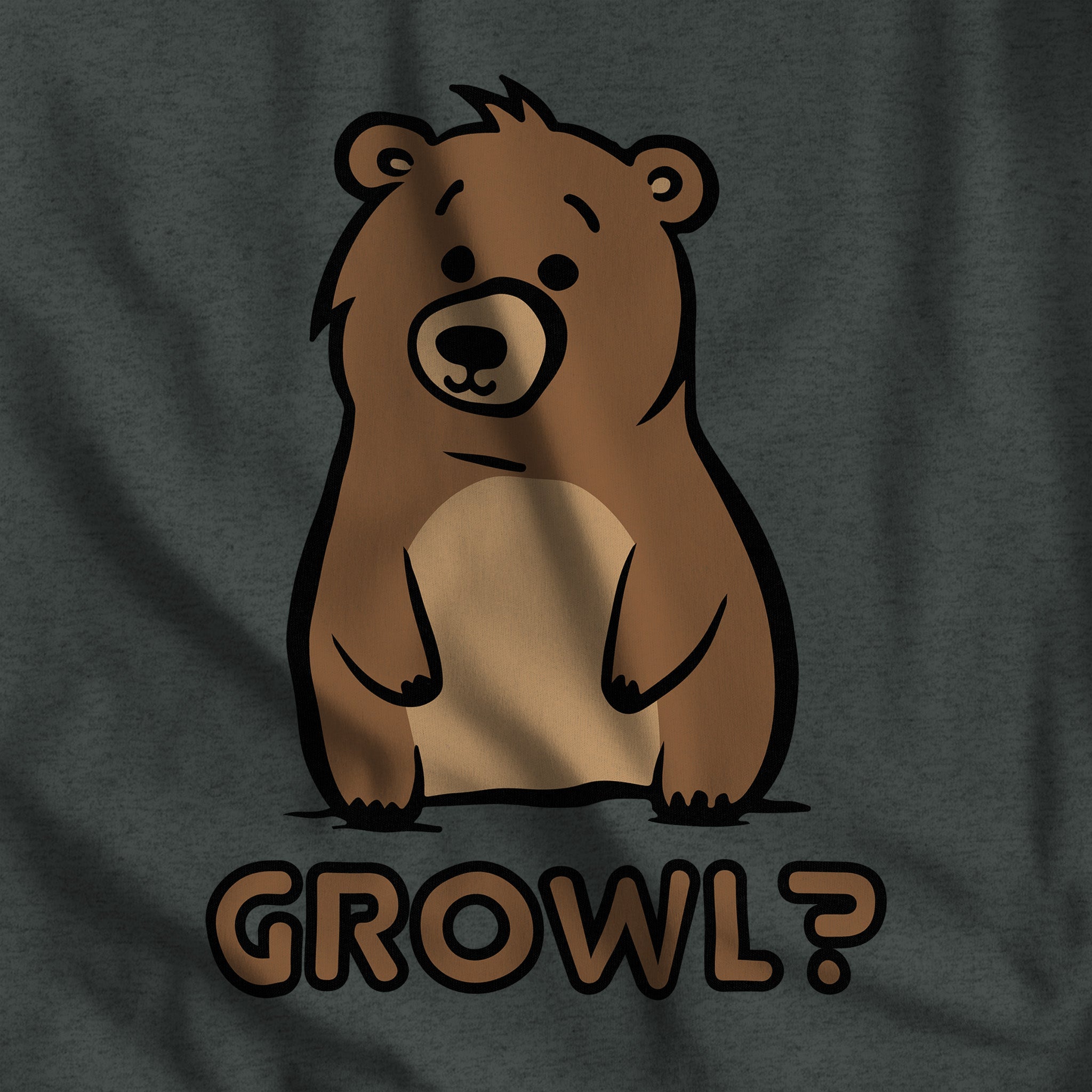 Growl Bear T-Shirt - Cute and Expressive - Hunky Tops #color_Dark Grey Heather