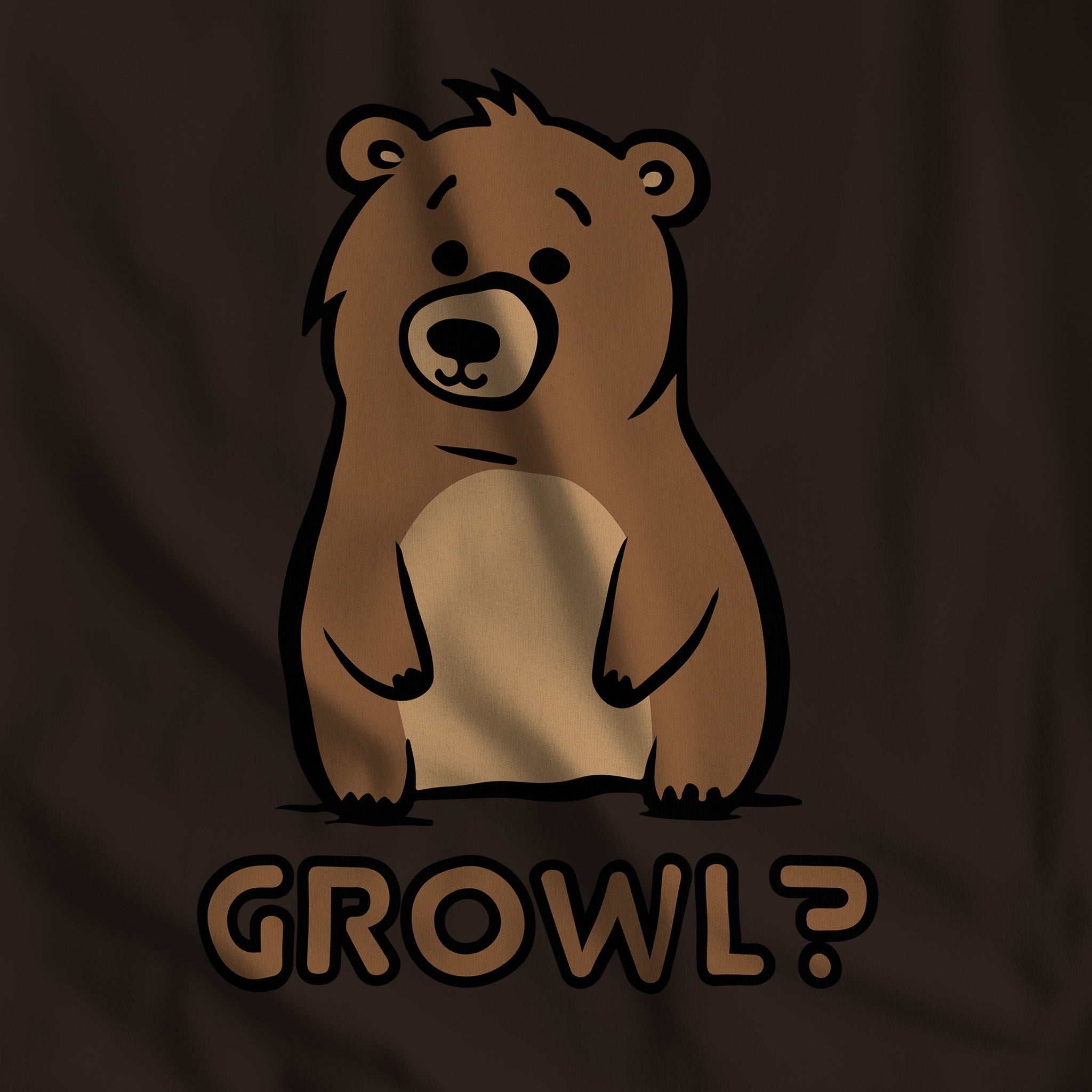 Growl Bear T-Shirt - Cute and Expressive - Hunky Tops #color_Brown