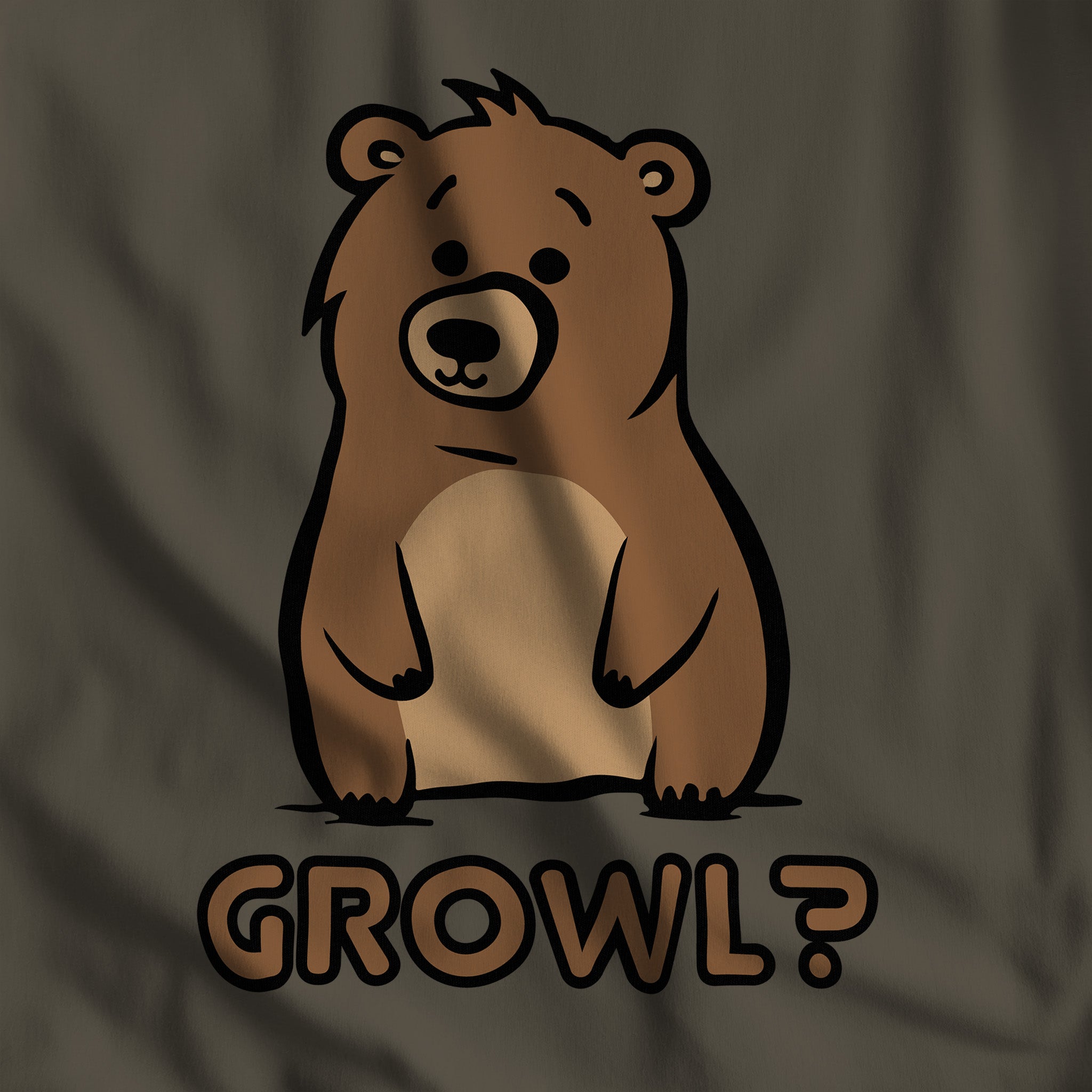 Growl Bear T-Shirt - Cute and Expressive - Hunky Tops #color_Army