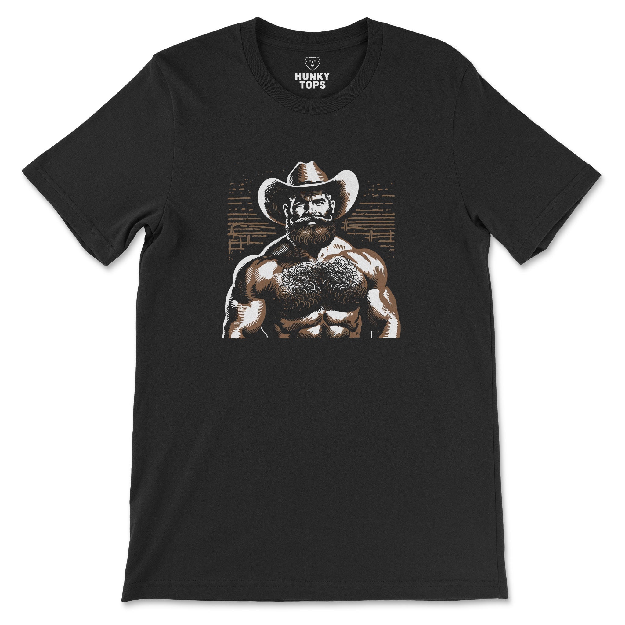 "Hairy Cowboy T-Shirt" - Unleash Your Wild Side - Hunky Tops #color_Black