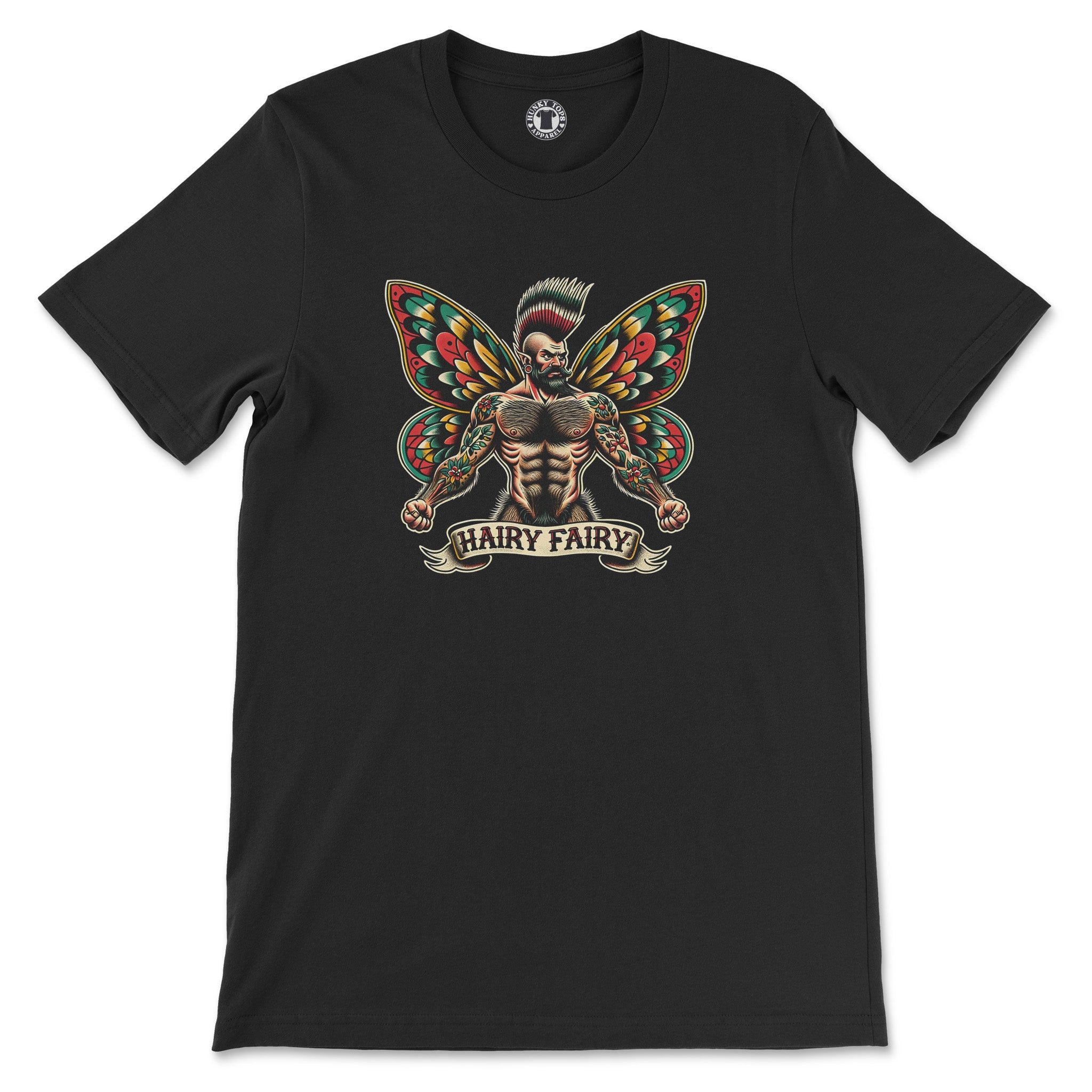 Hairy Fairy Muscle Magic Tee – Flaunt Your Fantastical Side - Hunky Tops #color_Black