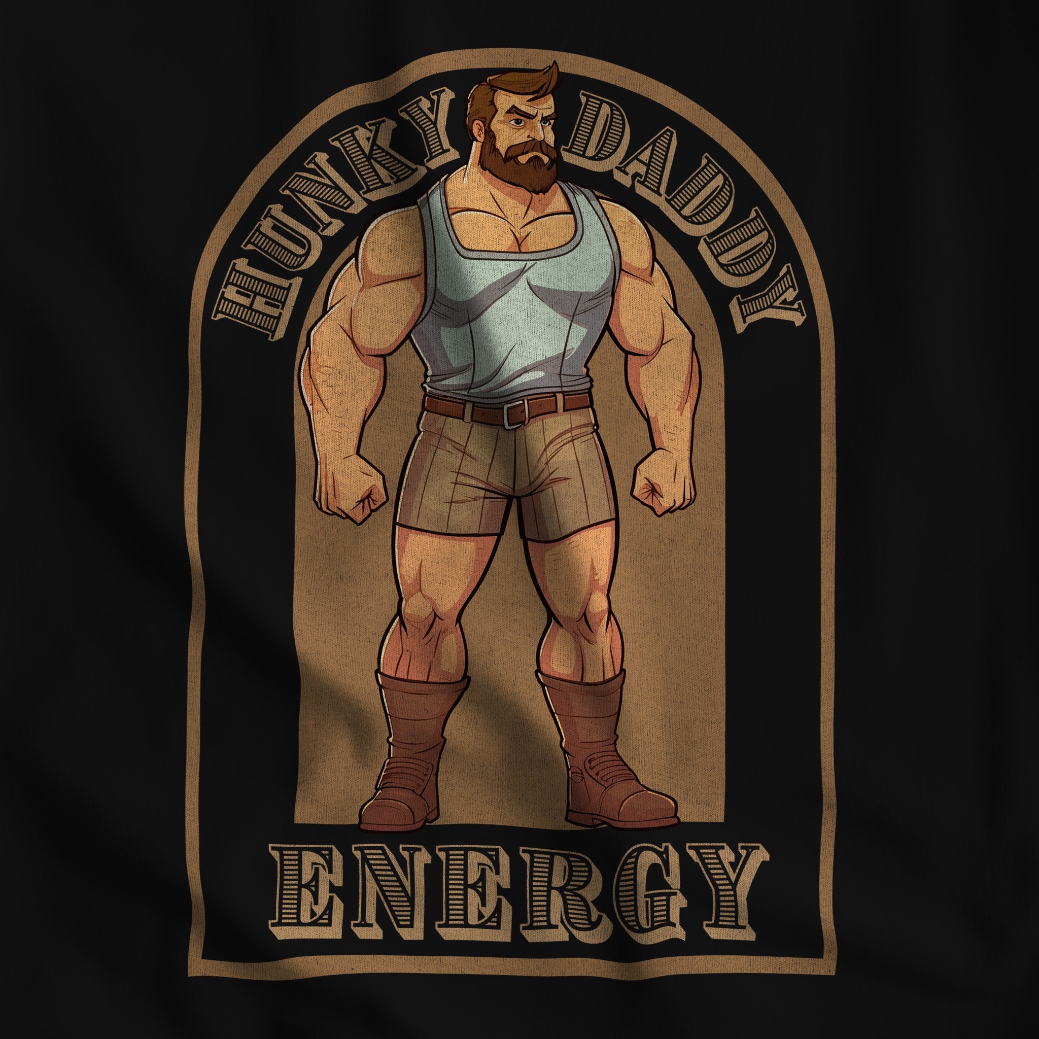"Hunky Daddy Energy" T-Shirt - Celebrating Gay Daddy Pride - Hunky Tops #color_Black