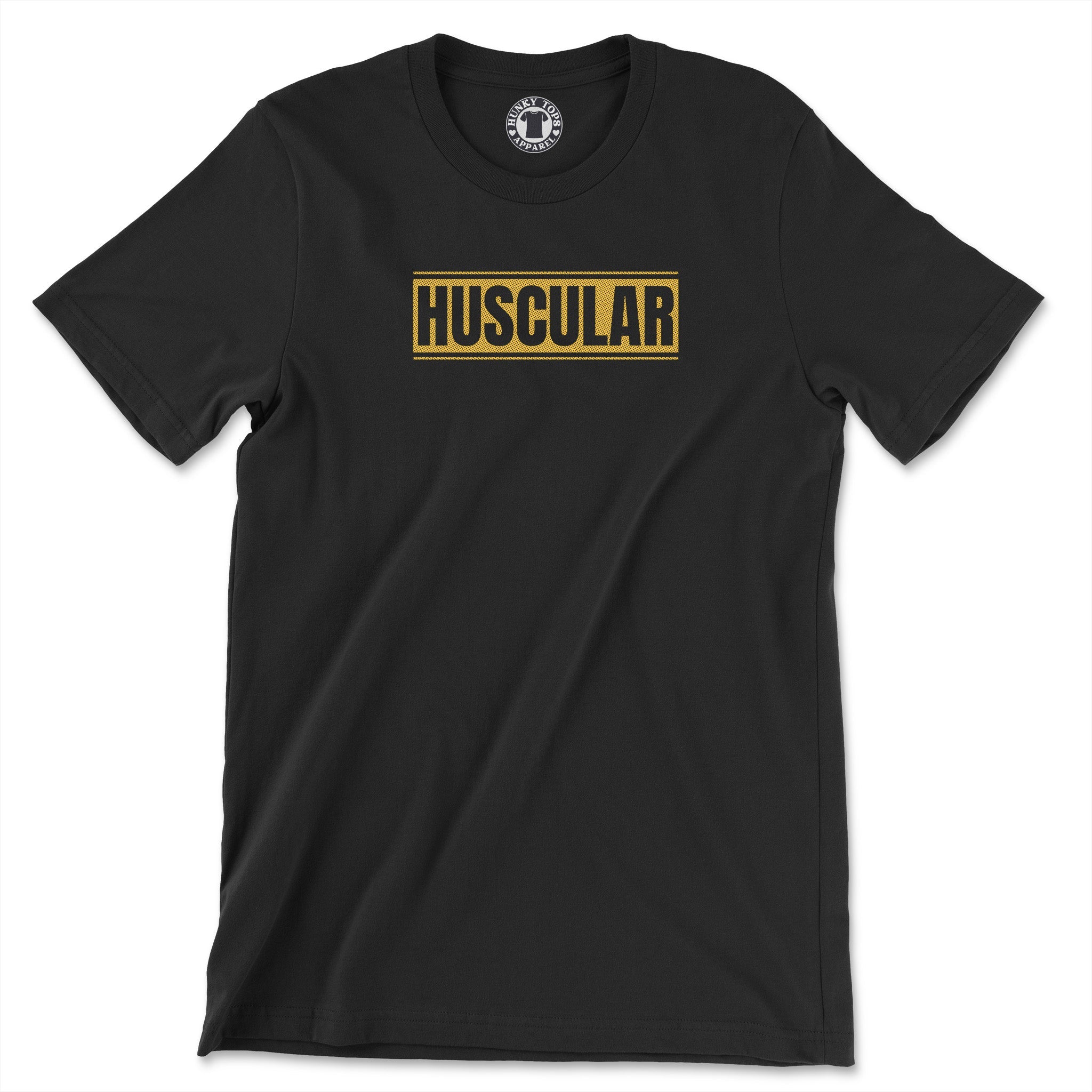 "HUSCULAR" Bold Statement T-shirt - Hunky Tops #color_Black