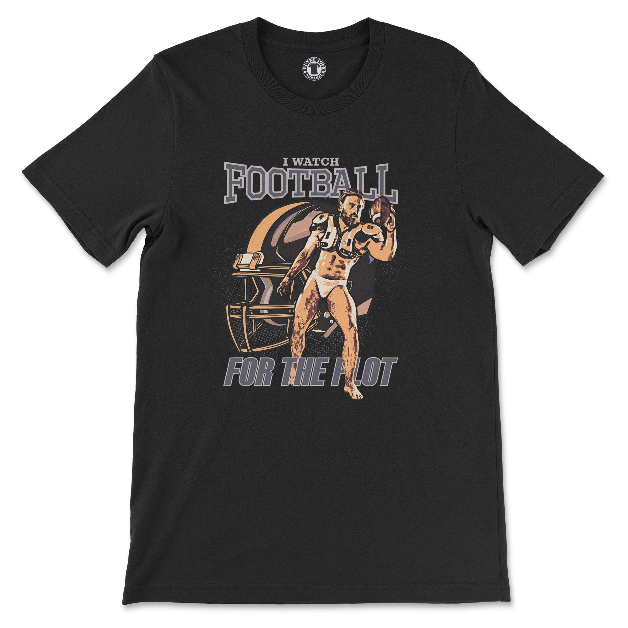 "I Watch Football For The Plot" Humor Sports Tee - Hunky Tops #color_Black
