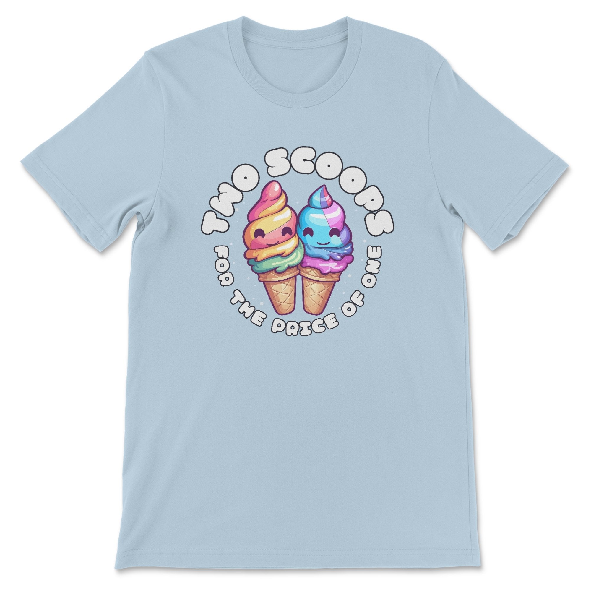 Kawaii Ice Cream Couples T-Shirt - "Two Scoops for the Price of One" - Hunky Tops #color_Baby Blue