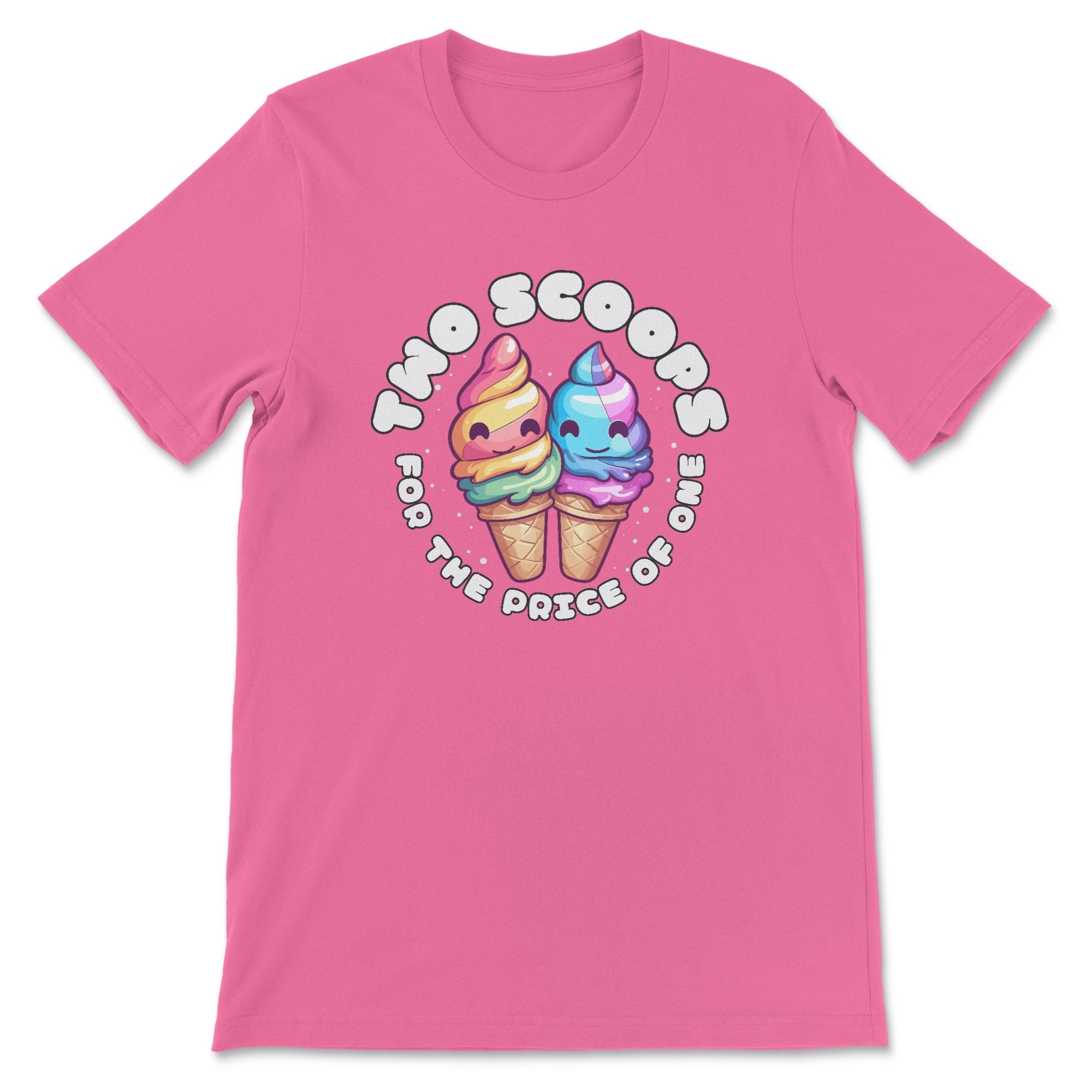 Kawaii Ice Cream Couples T-Shirt - "Two Scoops for the Price of One" - Hunky Tops #color_Charity Pink