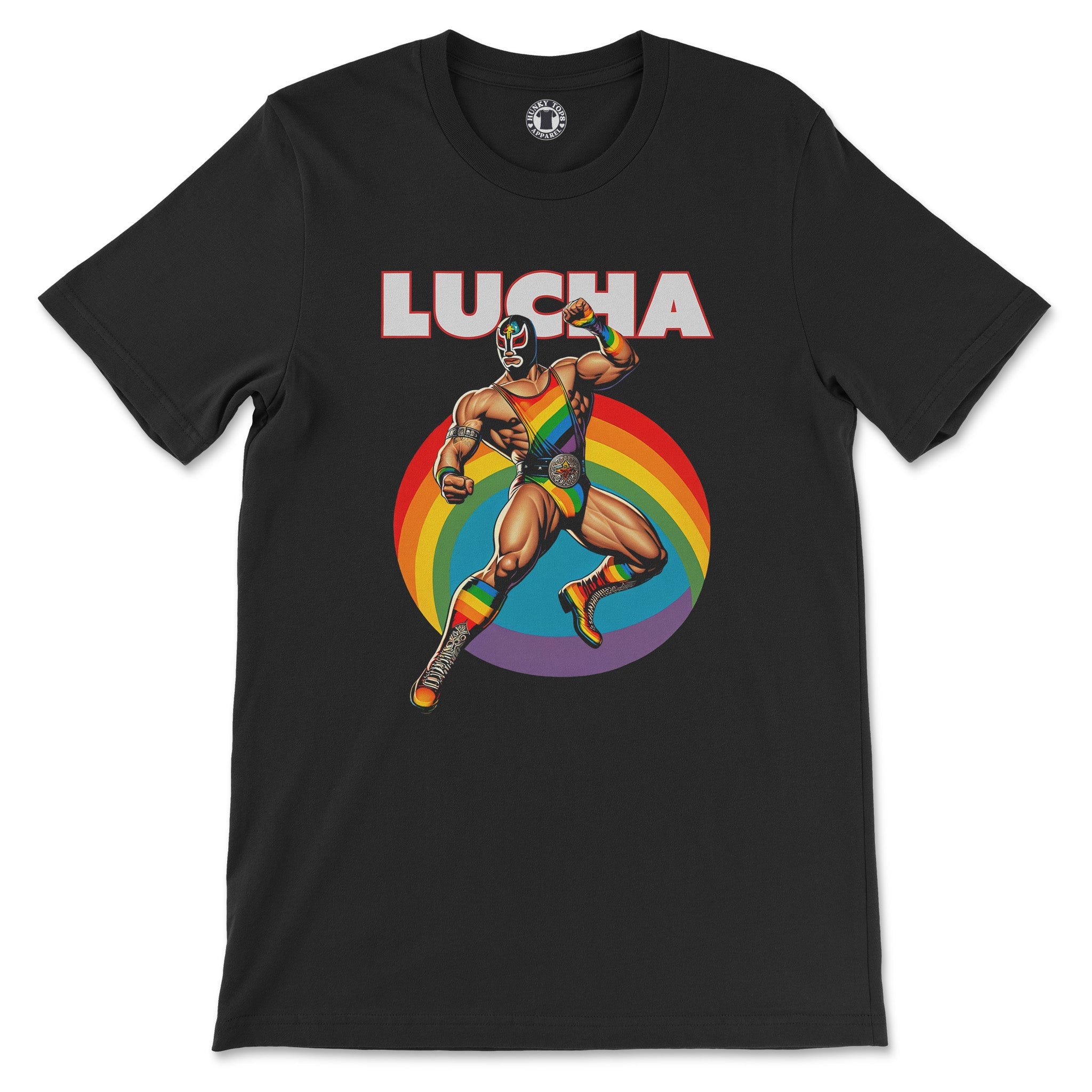 Lucha Libre Pride T-Shirt - Vibrant Wrestler Spirit - Hunky Tops #color_Black