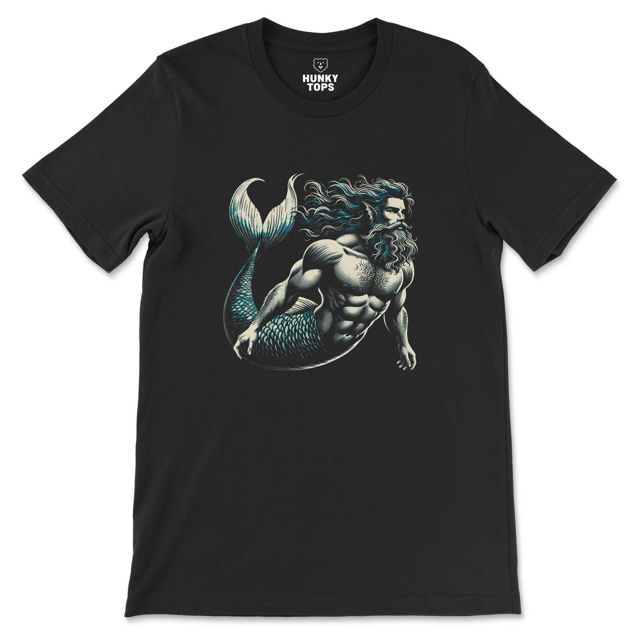 Majestic Muscle Merman T-Shirt - Hunky Tops #color_Black